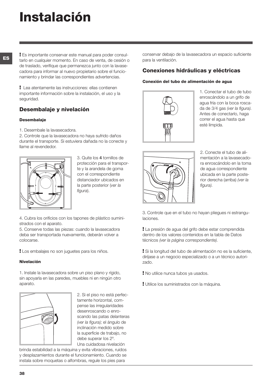 Instalación | Indesit IWDE-7145-B-(EU) User Manual | Page 38 / 60