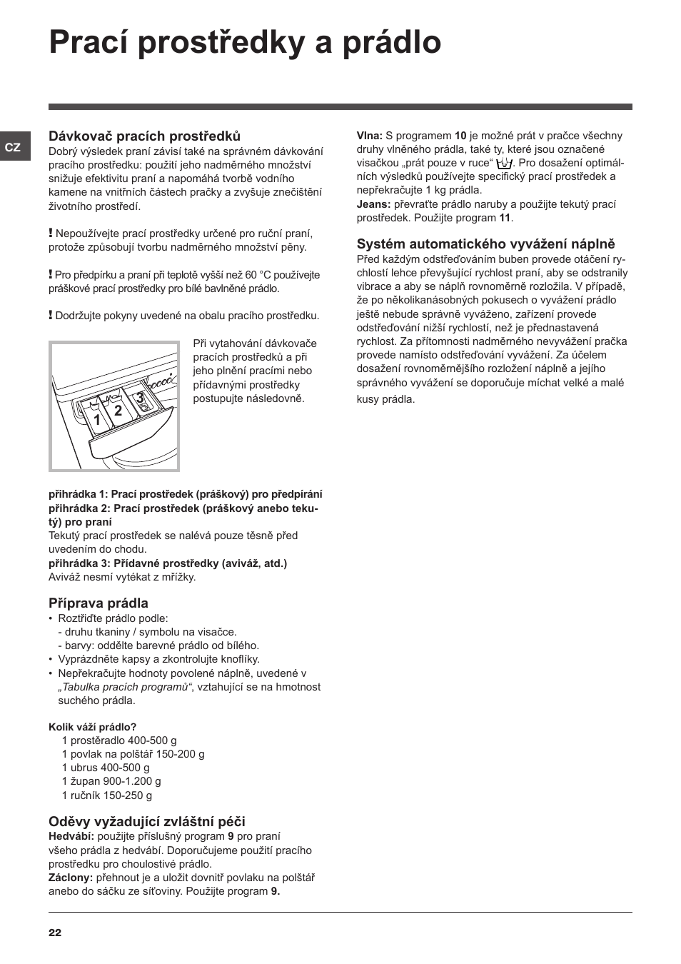 Prací prostředky a prádlo | Indesit IWUC-41051-C-ECO-EU User Manual | Page 22 / 48