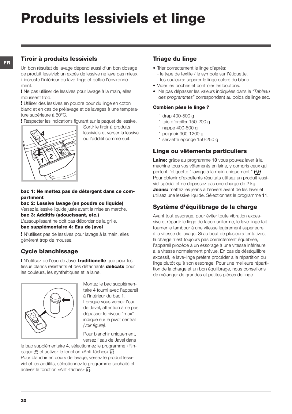 Produits lessiviels et linge | Indesit IWC-81051-C-ECO(EU) User Manual | Page 20 / 60