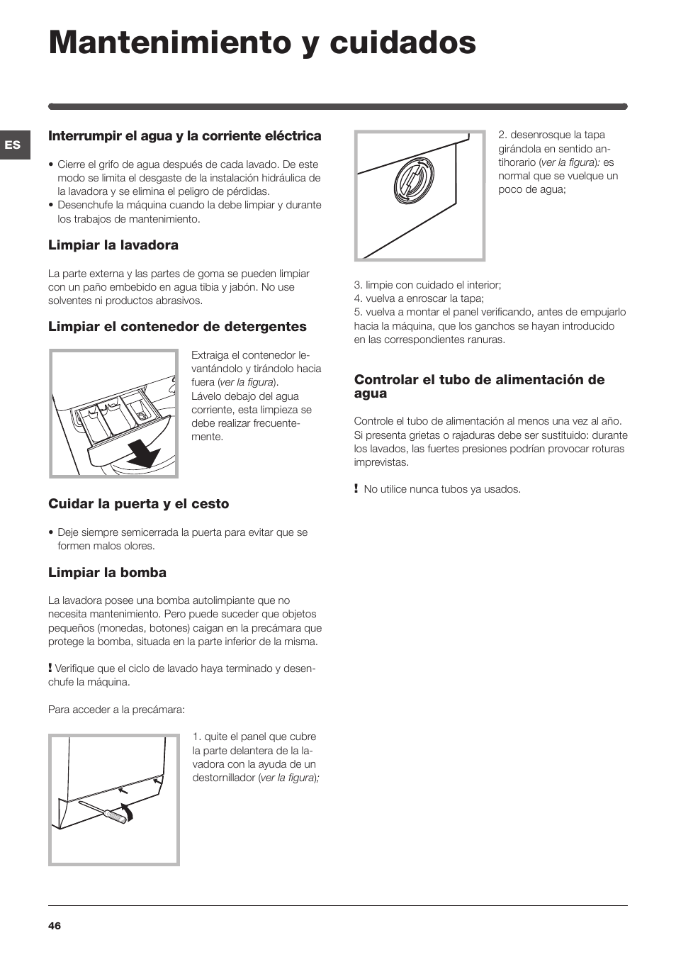 Mantenimiento y cuidados | Indesit IWC-81051-C-ECO(EU) User Manual | Page 46 / 60