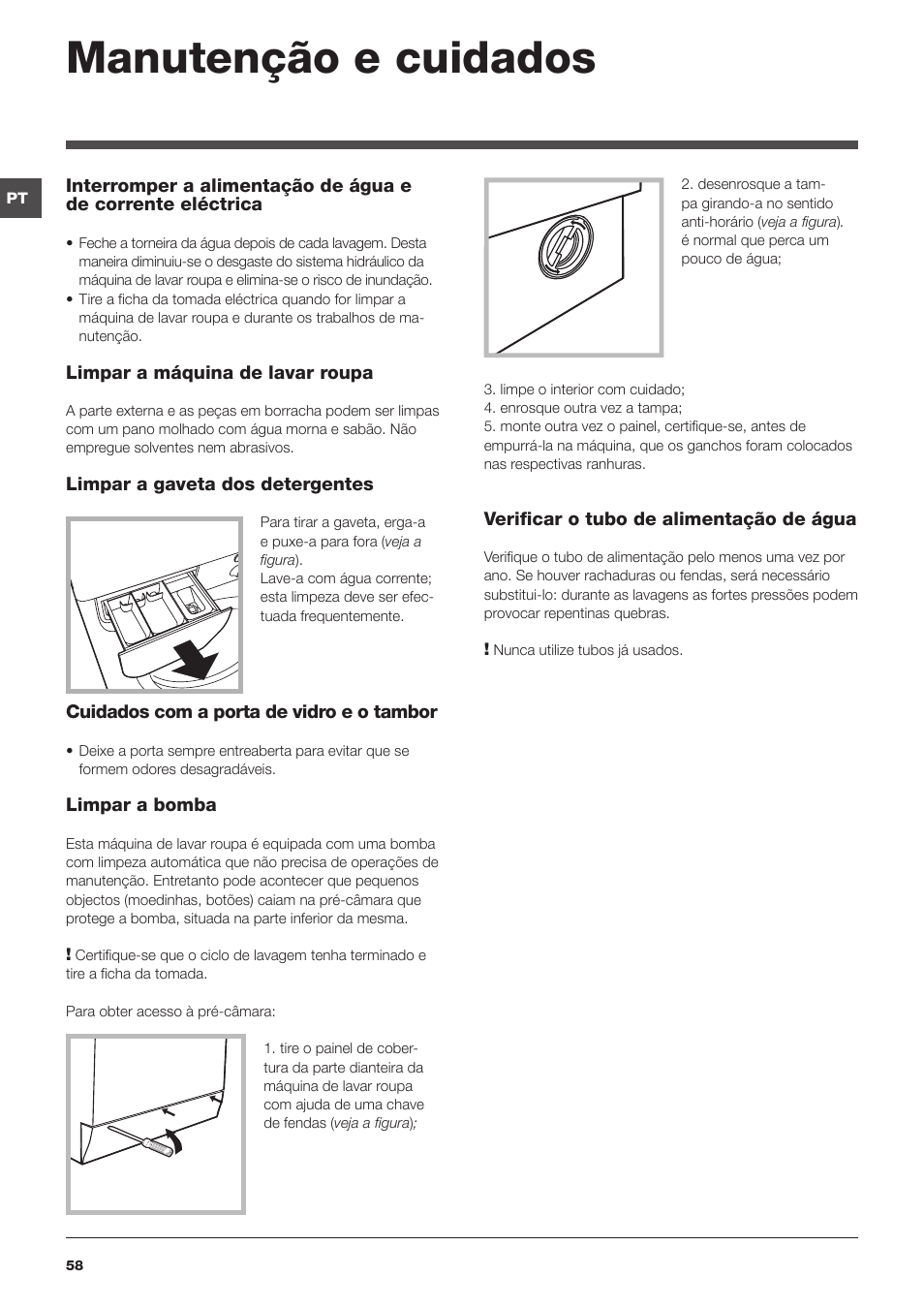 Manutenção e cuidados | Indesit IWC-81051-C-ECO(EU) User Manual | Page 58 / 60