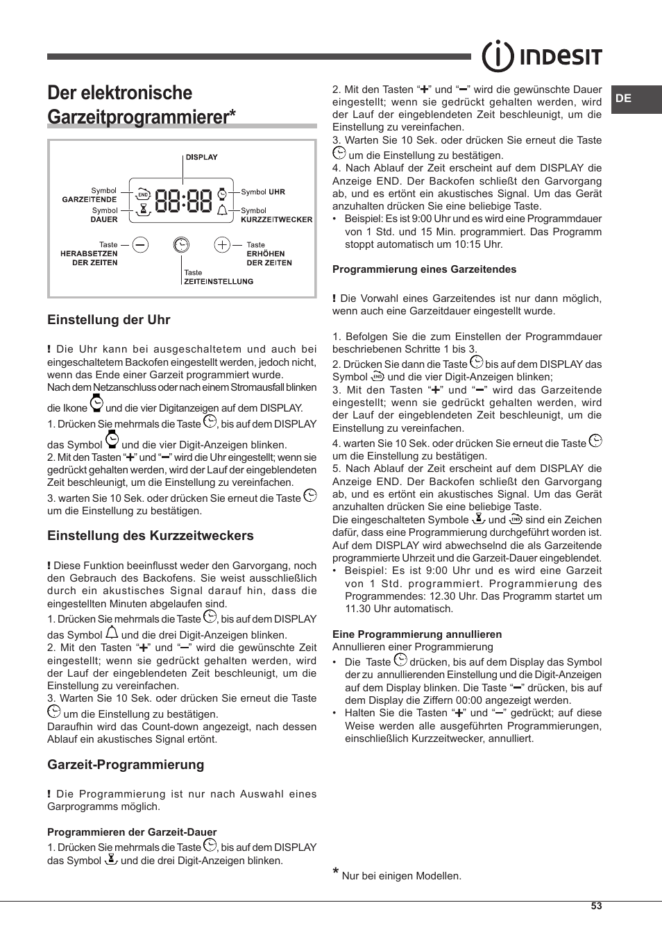 Der elektronische garzeitprogrammierer | Indesit FIM-53-K.A-(WH)-S User Manual | Page 53 / 76
