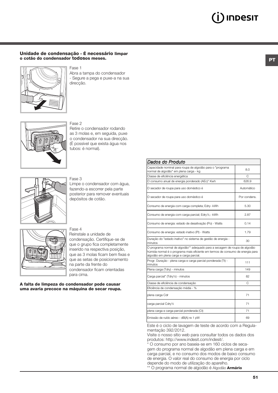 Pt unidade de condensação, Necessário, Todos | Indesit IDCA-G35-S-ECO-(EU) User Manual | Page 51 / 64