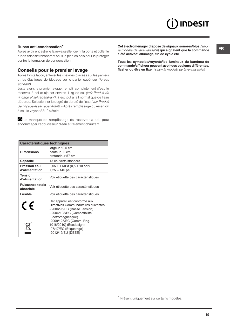 Conseils pour le premier lavage | Indesit DPG-16B1-CA-NX-EU User Manual | Page 19 / 56