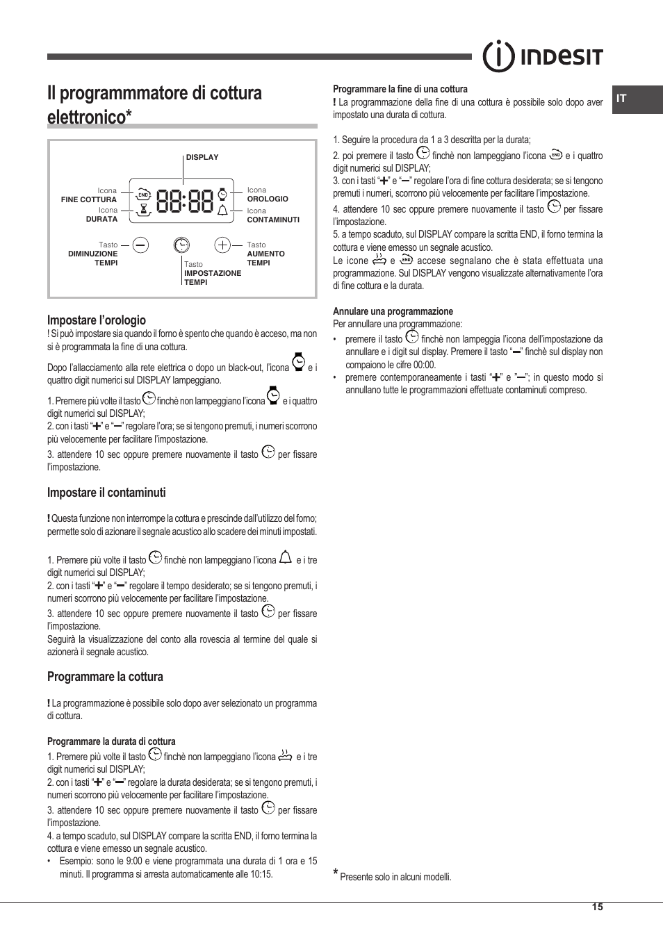 Il programmmatore di cottura elettronico | Indesit IFG-83-KC.A-(TD) User Manual | Page 15 / 60