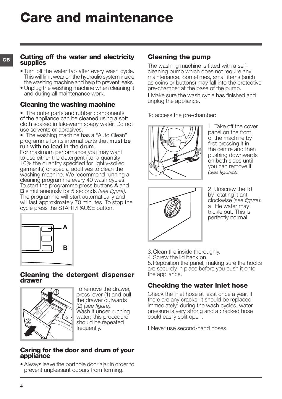 Care and maintenance | Indesit XWE-61452-W-EU User Manual | Page 4 / 72