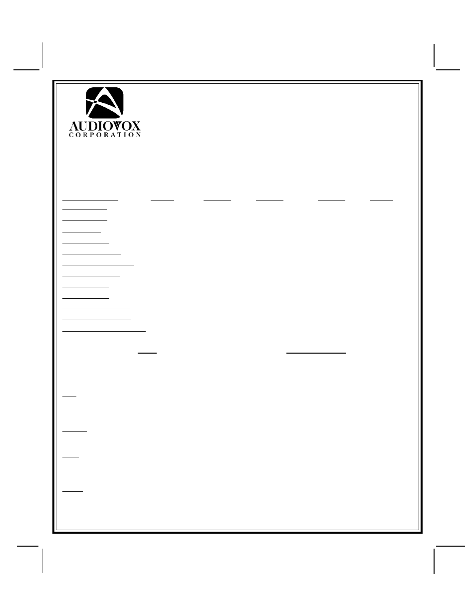 Audiovox AX-500 User Manual | 8 pages