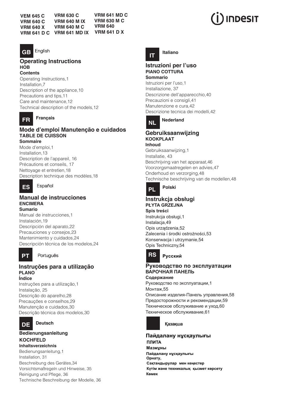 Indesit VRM-641-MD-IX User Manual | 76 pages