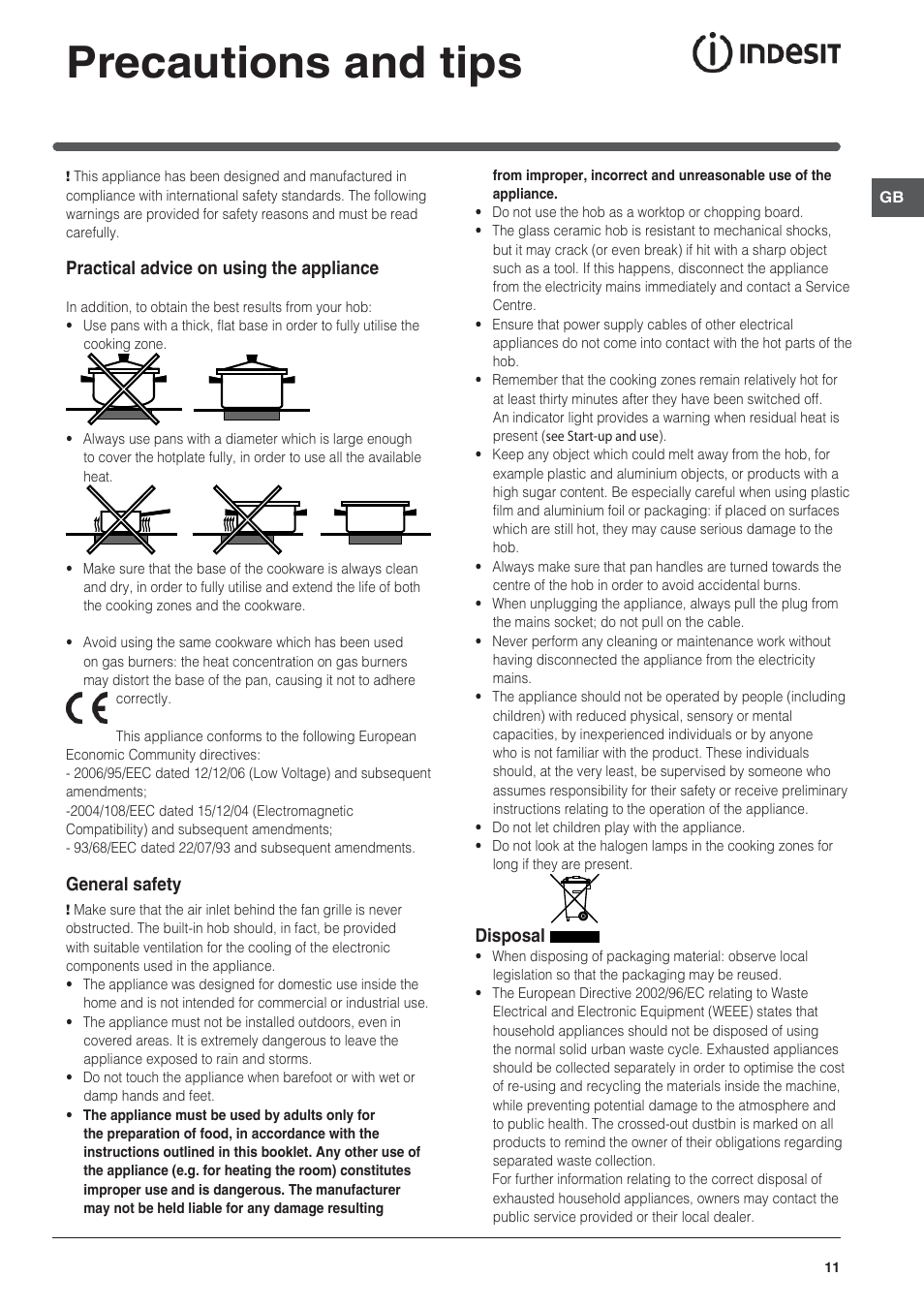 Precautions and tips | Indesit VRM-641-MD-IX User Manual | Page 11 / 76