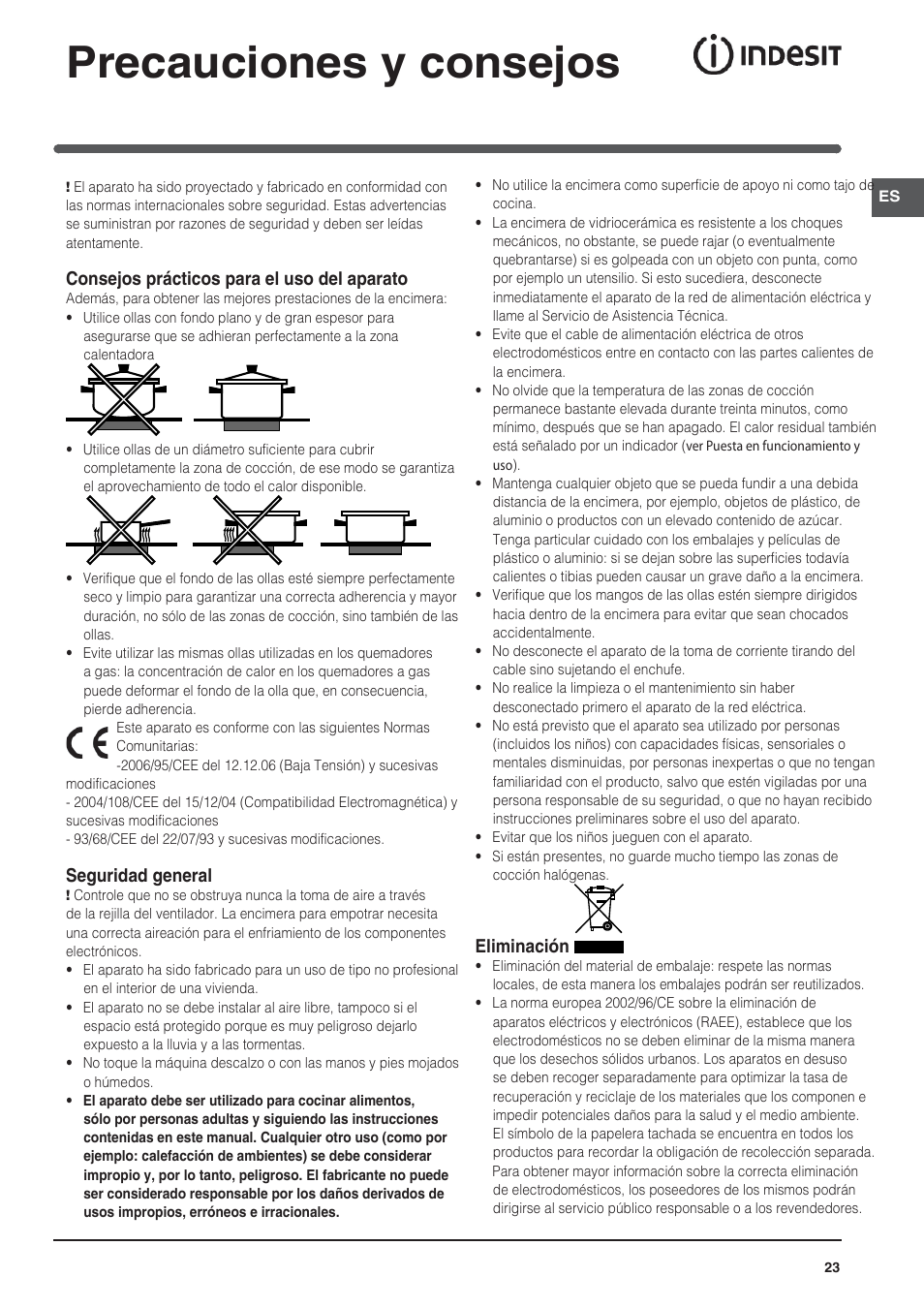 Precauciones y consejos | Indesit VRM-641-MD-IX User Manual | Page 23 / 76