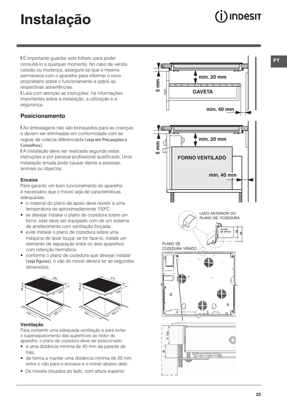 Instalação, Posicionamento | Indesit VRM-641-MD-IX User Manual | Page 25 / 76