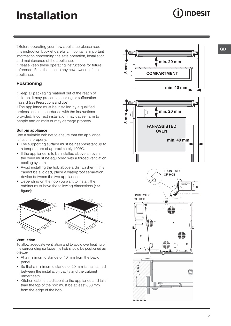 Installation, Positioning | Indesit VRM-641-MD-IX User Manual | Page 7 / 76