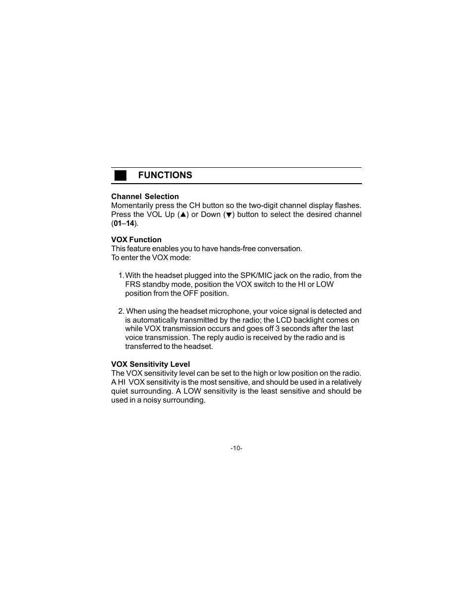 Audiovox FRS-WP1 User Manual | Page 10 / 16