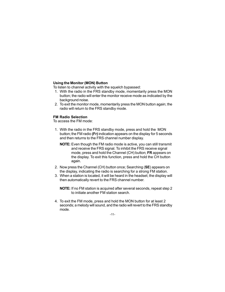 Audiovox FRS-WP1 User Manual | Page 11 / 16