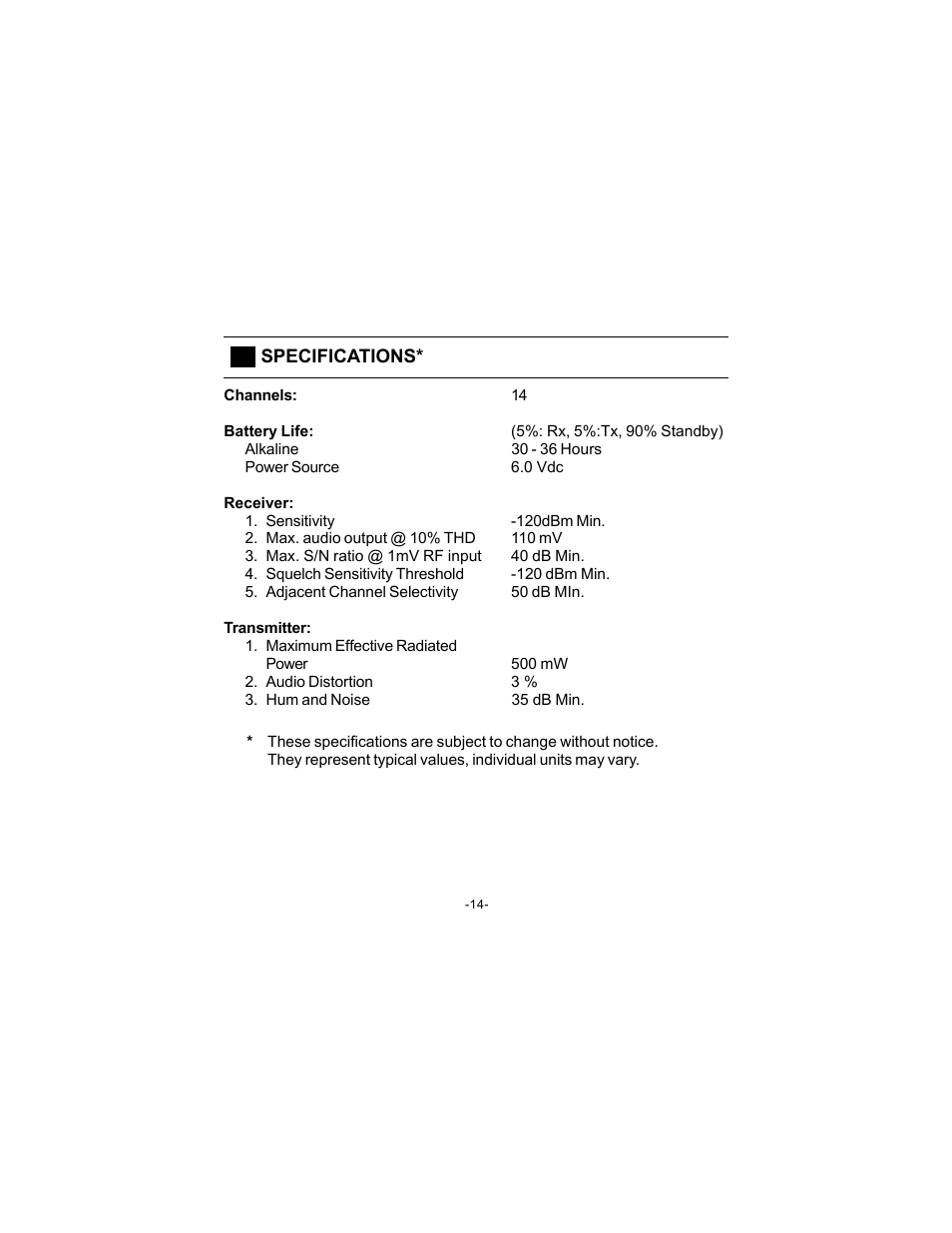 Audiovox FRS-WP1 User Manual | Page 14 / 16