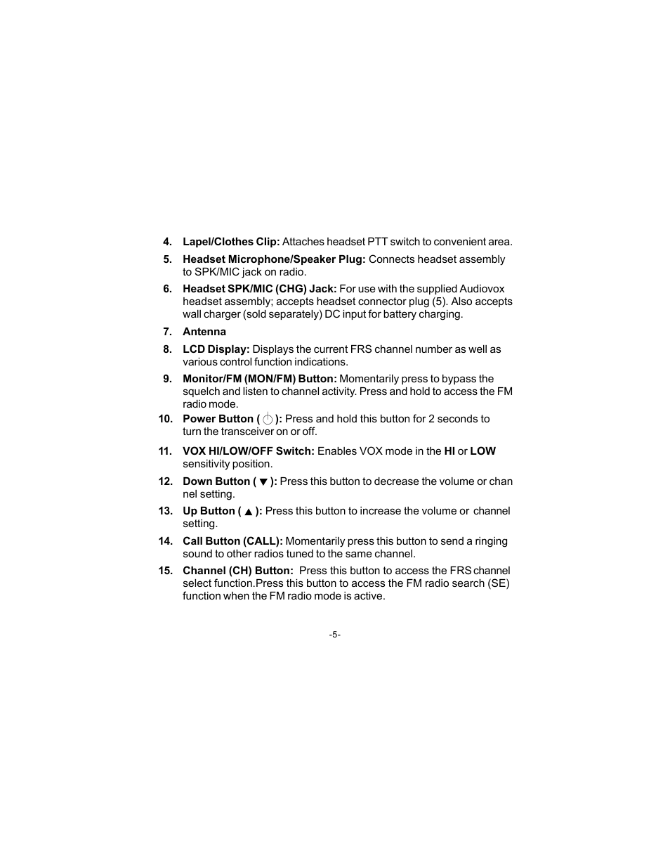 Audiovox FRS-WP1 User Manual | Page 5 / 16