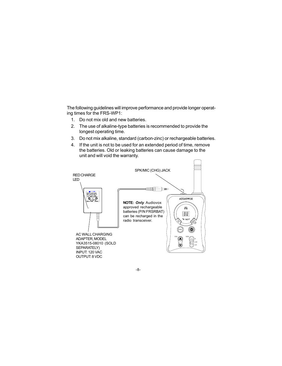 Audiovox FRS-WP1 User Manual | Page 8 / 16