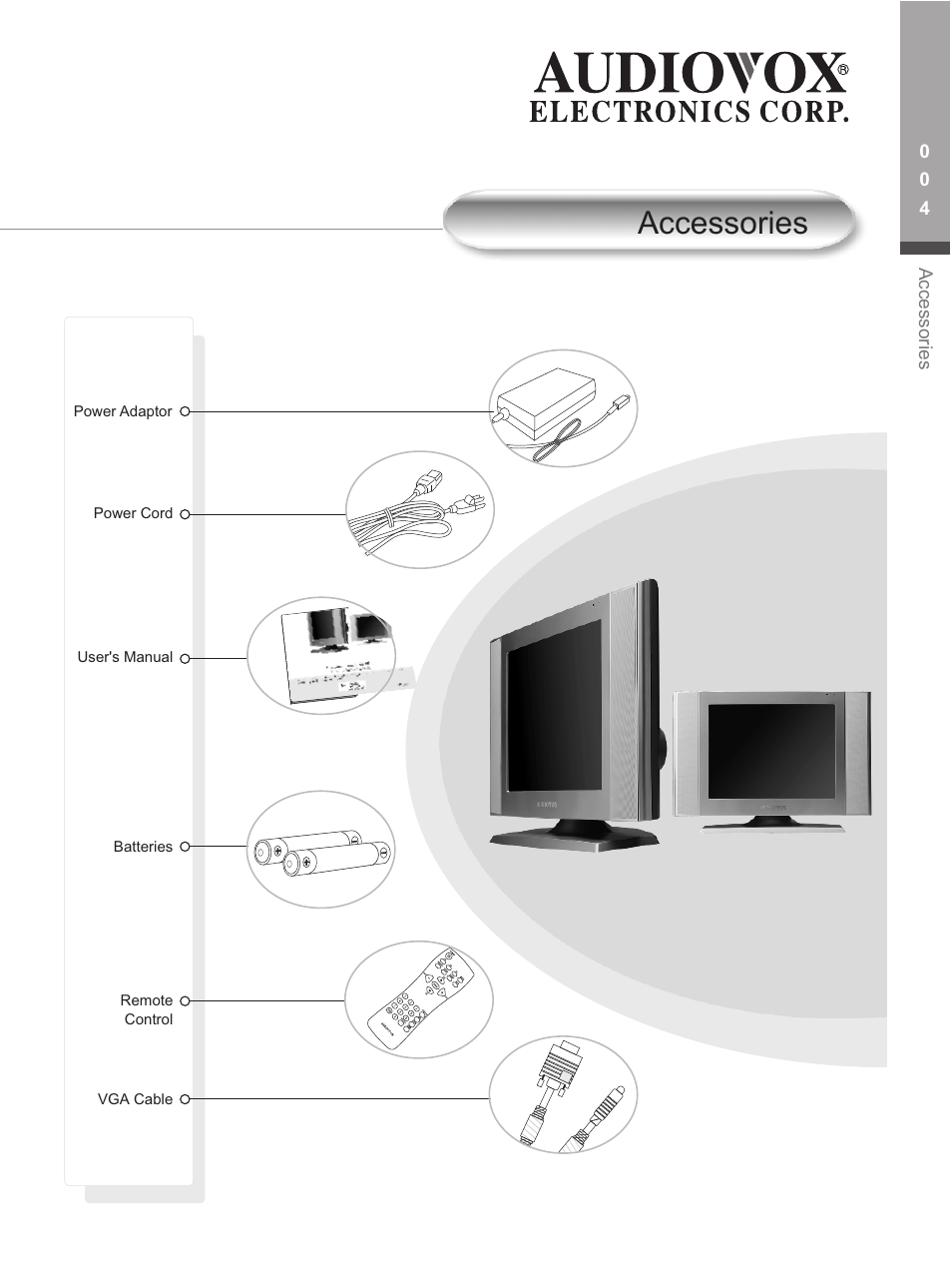 Accessories | Audiovox FP1500 User Manual | Page 7 / 44