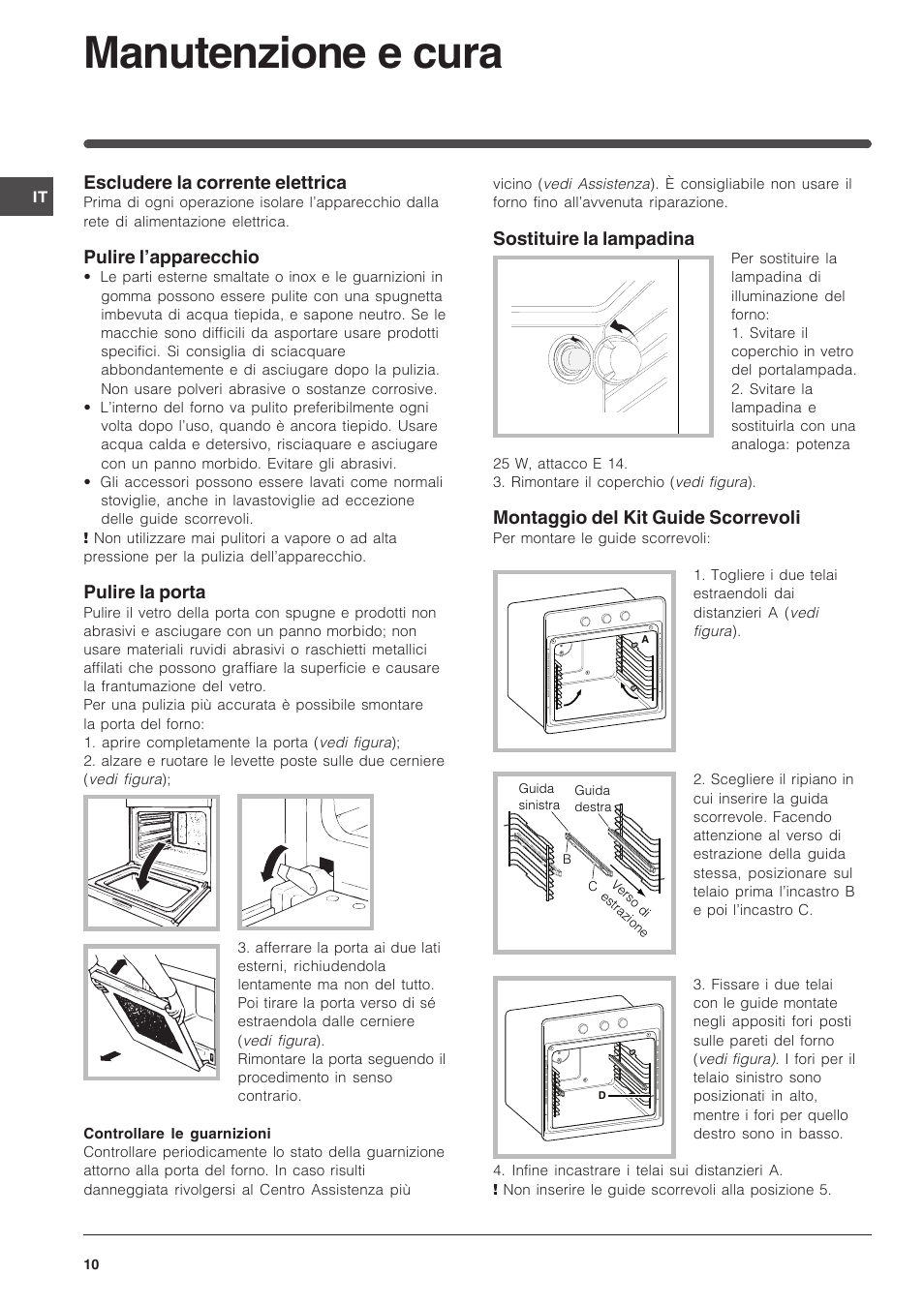 Manutenzione e cura | Indesit FI-51.A-(BK) User Manual | Page 10 / 72