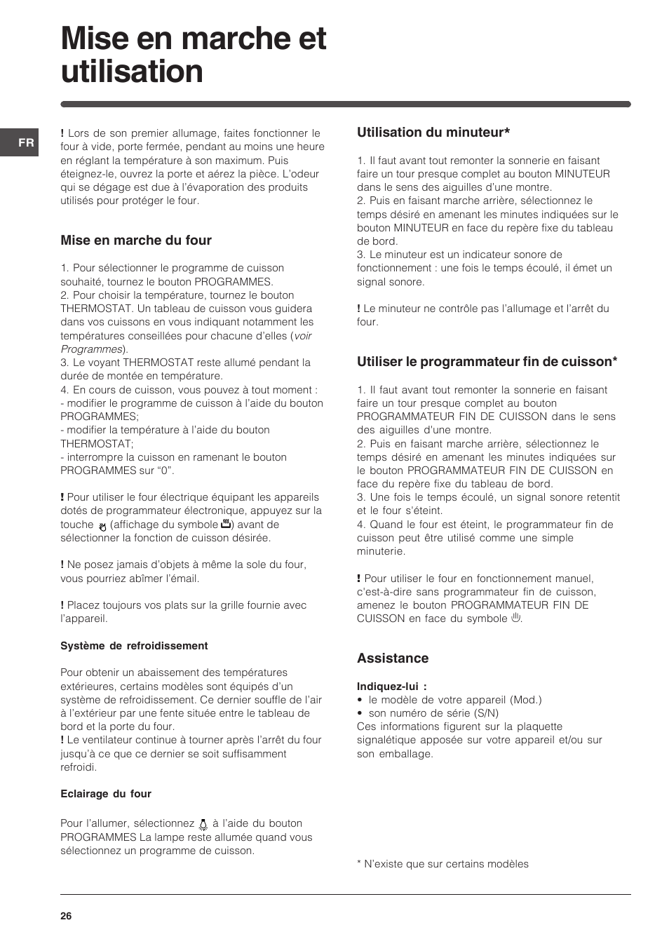 Mise en marche et utilisation | Indesit FI-51.A-(BK) User Manual | Page 26 / 72
