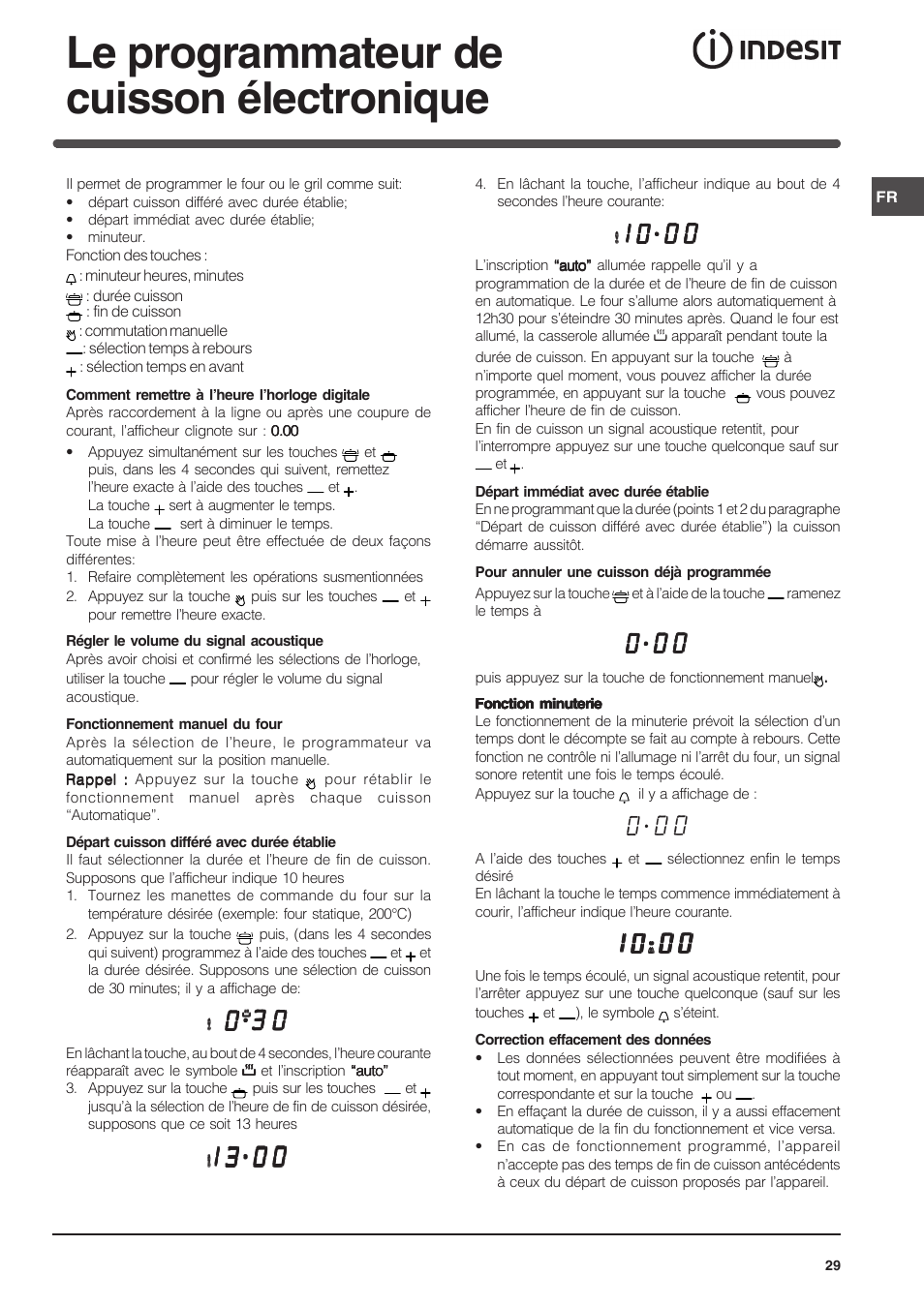 Le programmateur de cuisson électronique | Indesit FI-51.A-(BK) User Manual | Page 29 / 72