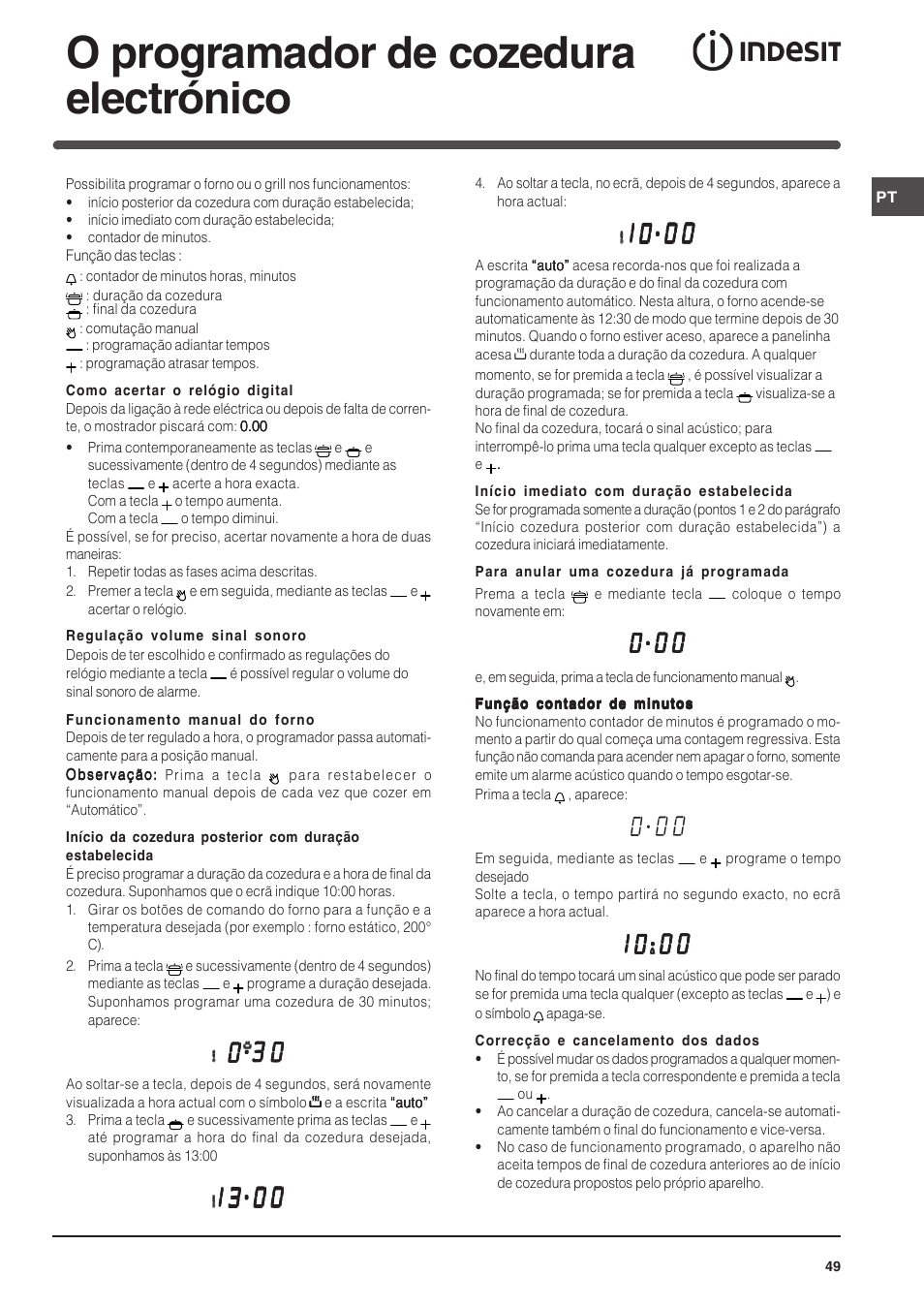 O programador de cozedura electrónico | Indesit FI-51.A-(BK) User Manual | Page 49 / 72