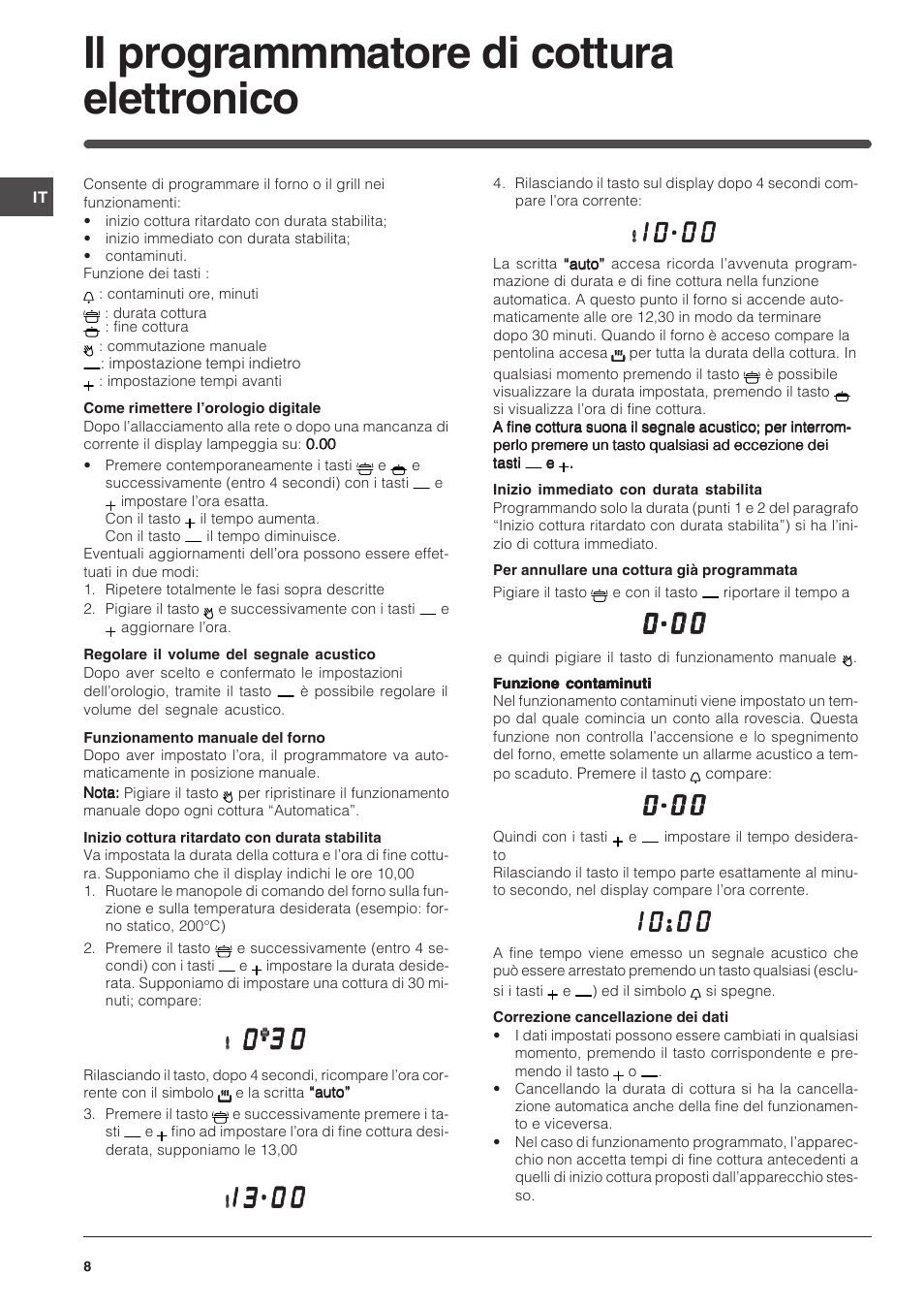 Il programmmatore di cottura elettronico | Indesit FI-51.A-(BK) User Manual | Page 8 / 72