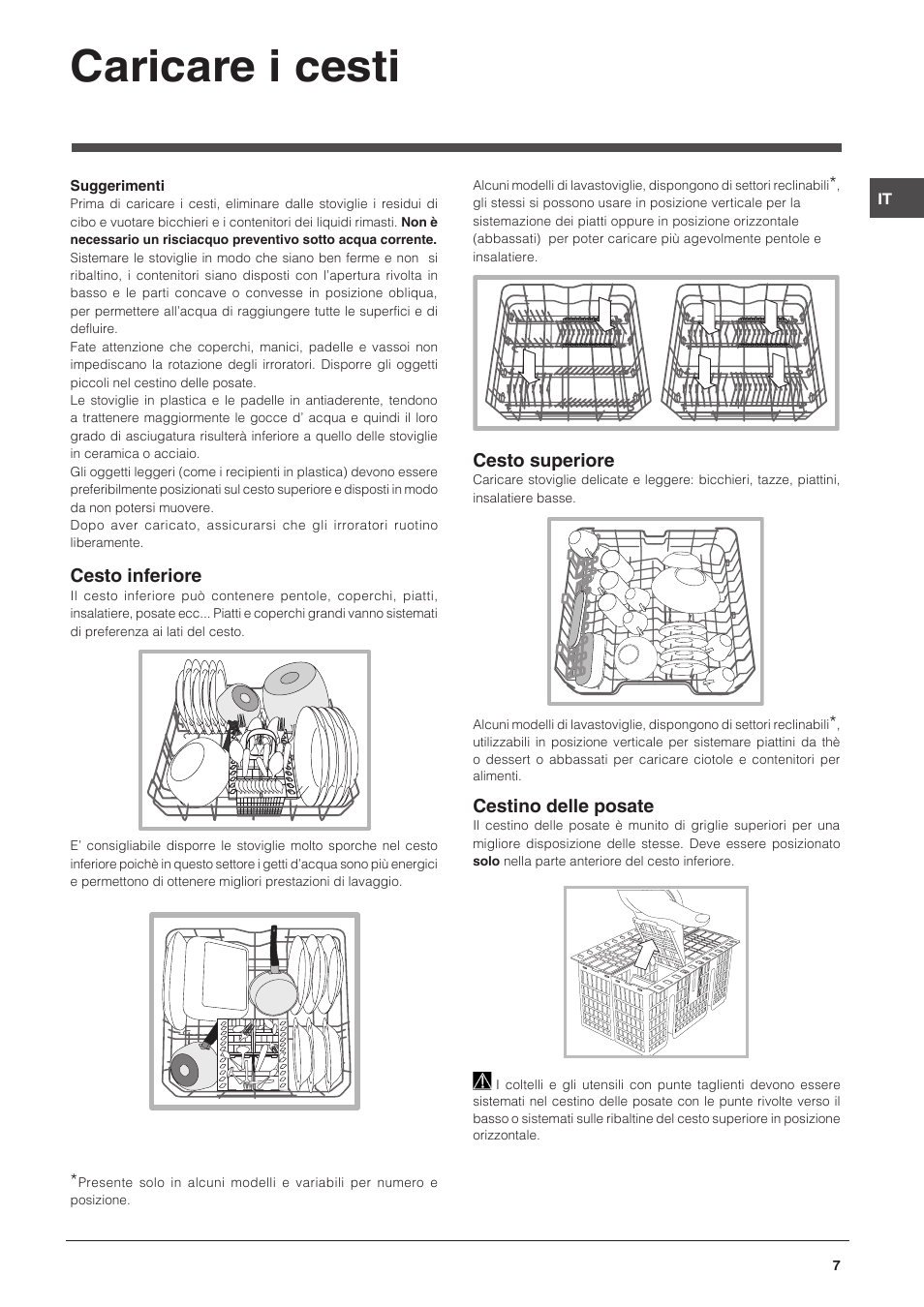 Caricare i cesti | Indesit DFP-27B1-A-EU User Manual | Page 7 / 60