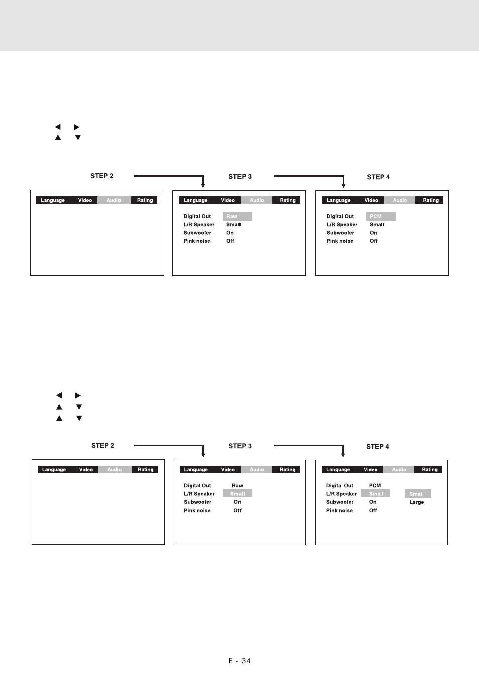 Customizing the function settings, Audio setting, Digital out | L/r speaker | Audiovox DVD Home Theater System User Manual | Page 35 / 41