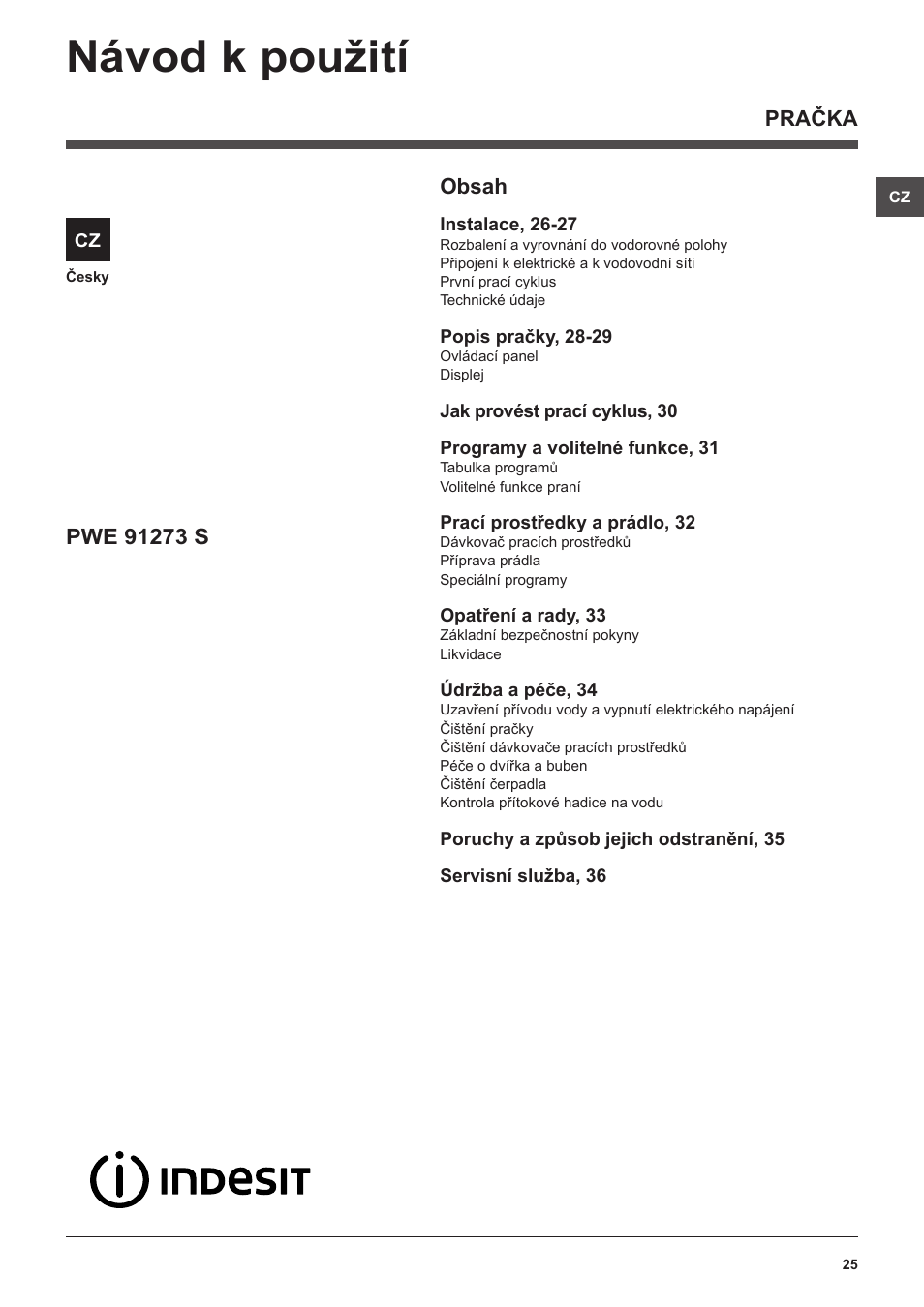 Indesit PWE-91273-S-(EU) User Manual | Page 25 / 48