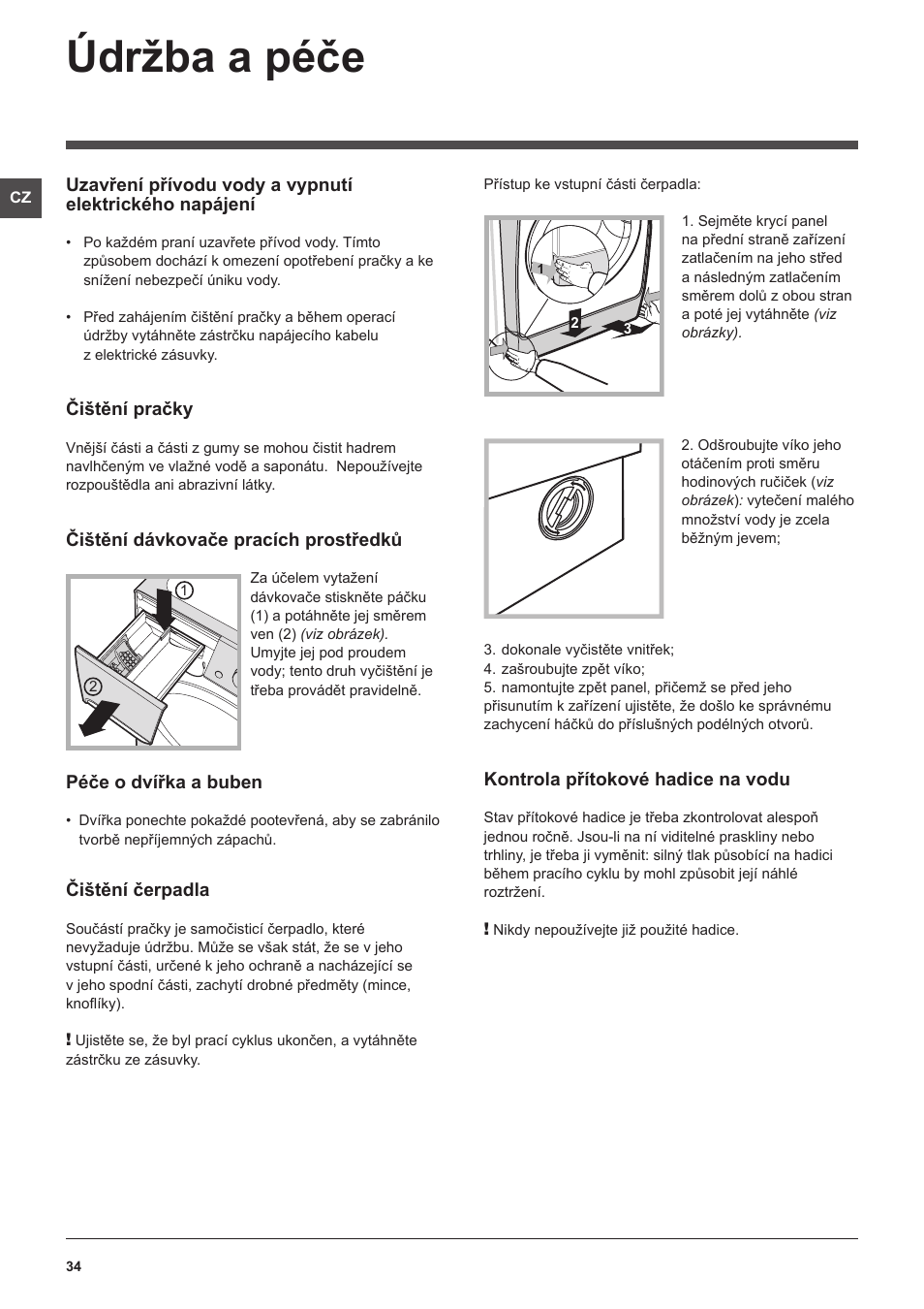Údržba a péče | Indesit PWE-91273-S-(EU) User Manual | Page 34 / 48