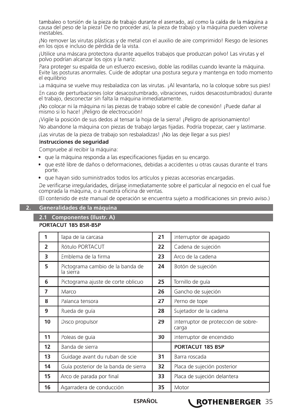 ROTHENBERGER PORTACUT 185 User Manual | Page 39 / 70