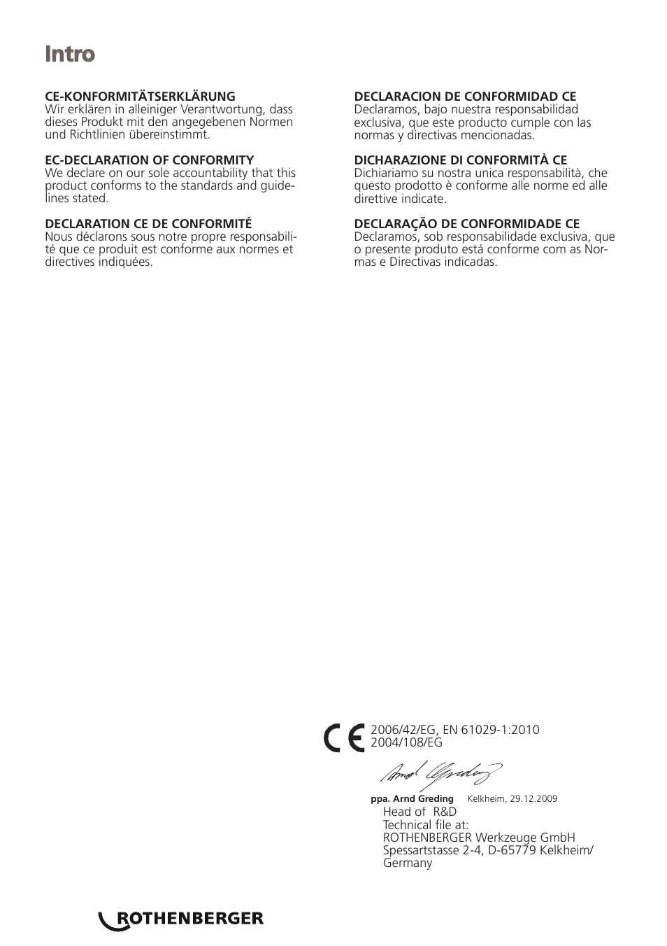Intro | ROTHENBERGER PORTACUT 185 User Manual | Page 4 / 70