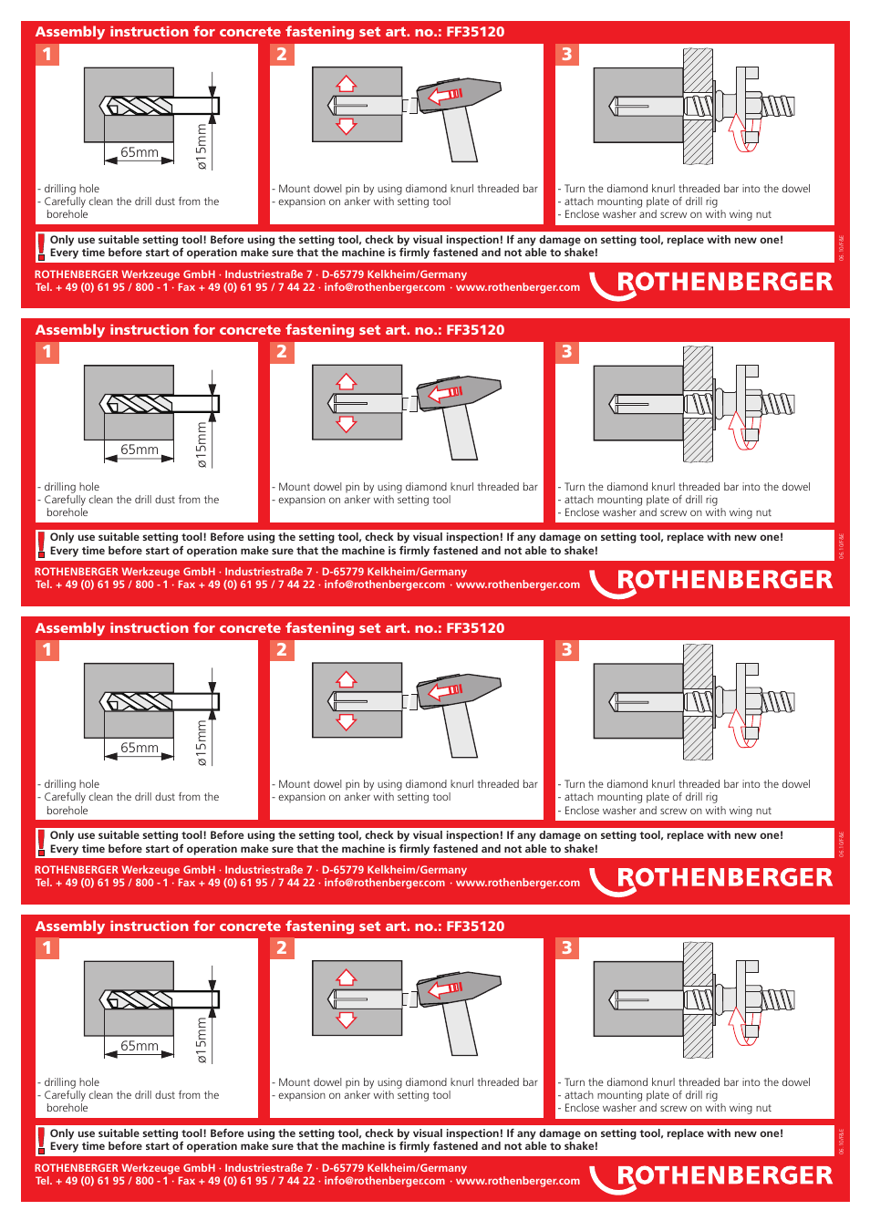 ROTHENBERGER Befestigungs-Set Beton User Manual | 1 page