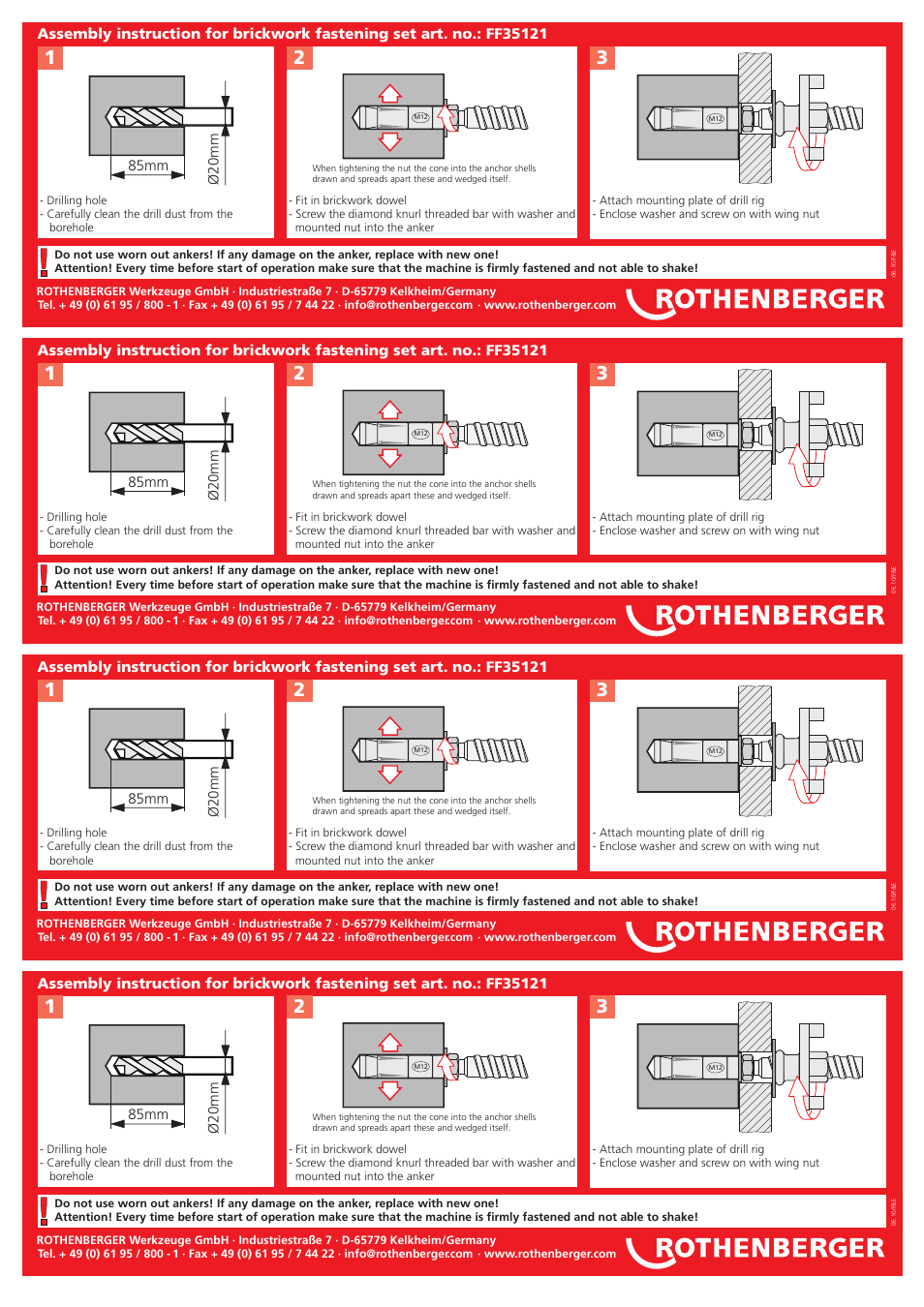 ROTHENBERGER Befestigungs-Set Mauerwerk User Manual | 1 page