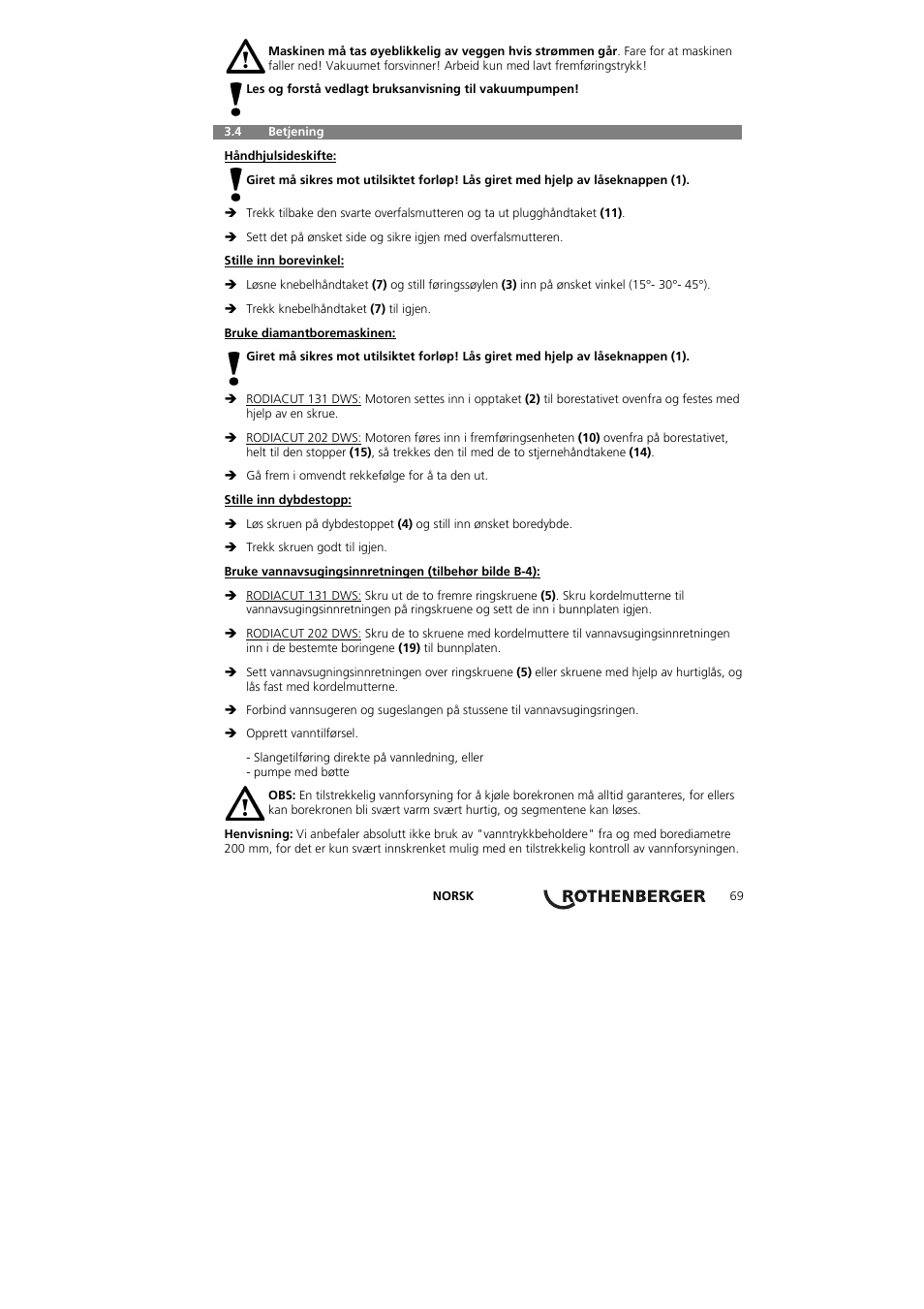 ROTHENBERGER RODIACUT 131 DWS User Manual | Page 73 / 130