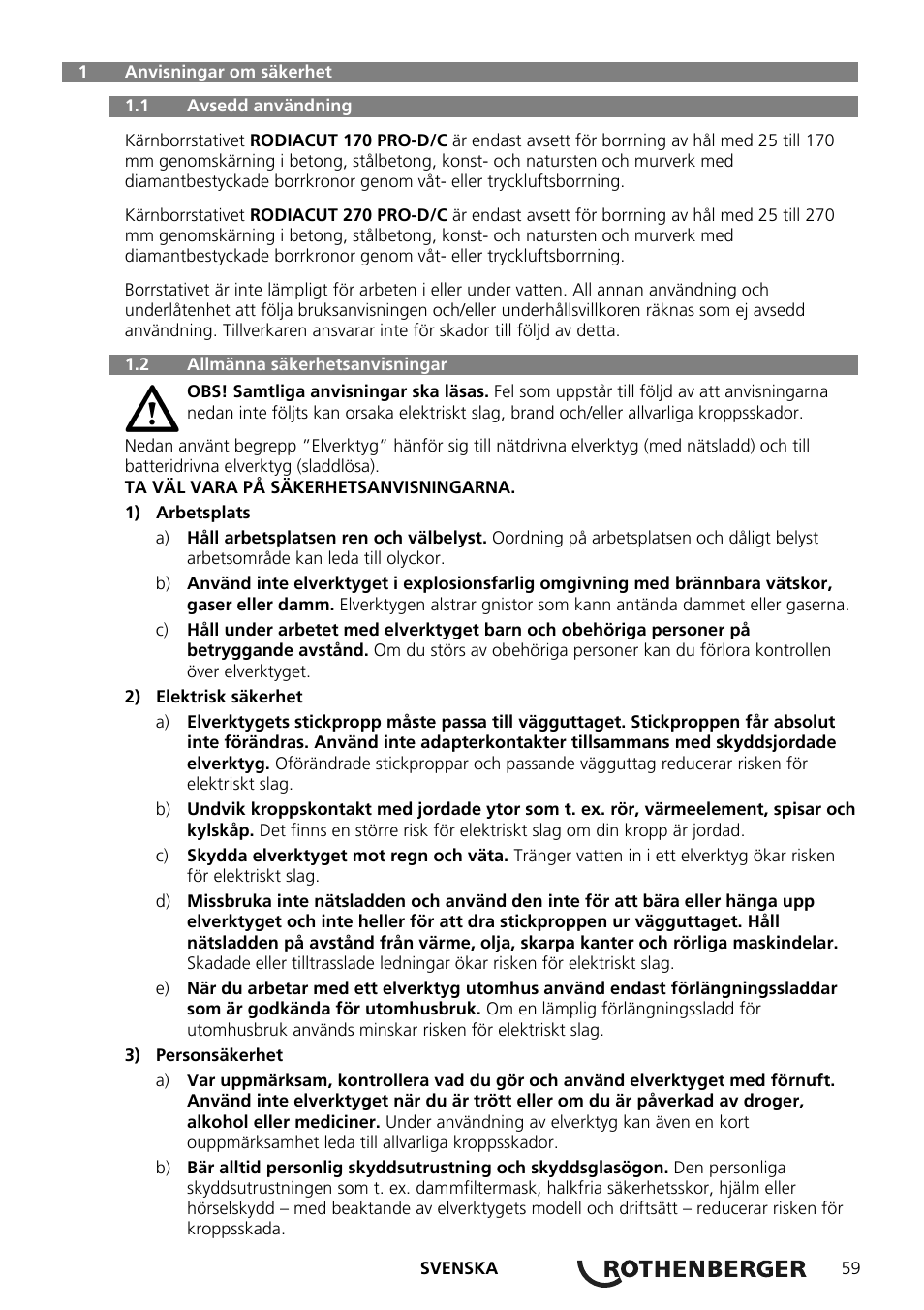 ROTHENBERGER RODIACUT 270 PRO C/270 PRO D User Manual | Page 61 / 144