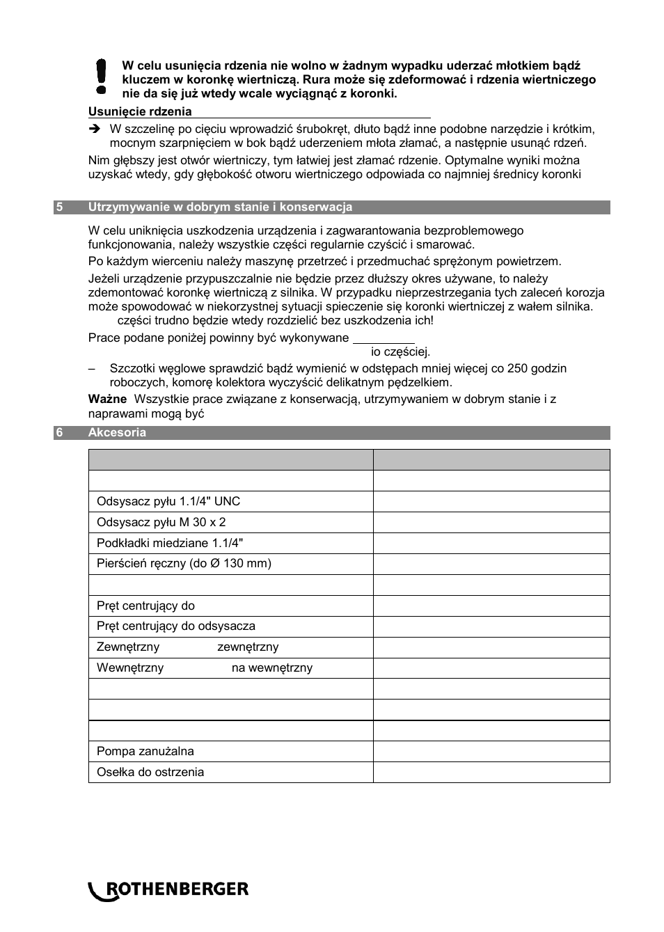 ROTHENBERGER RODIADRILL 1800 DWS User Manual | Page 106 / 156