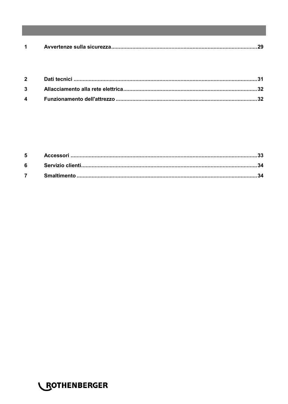 Ba_rodiadrill 1800 dry_0414 it, Content page | ROTHENBERGER RODIADRILL 1800 DRY User Manual | Page 34 / 124