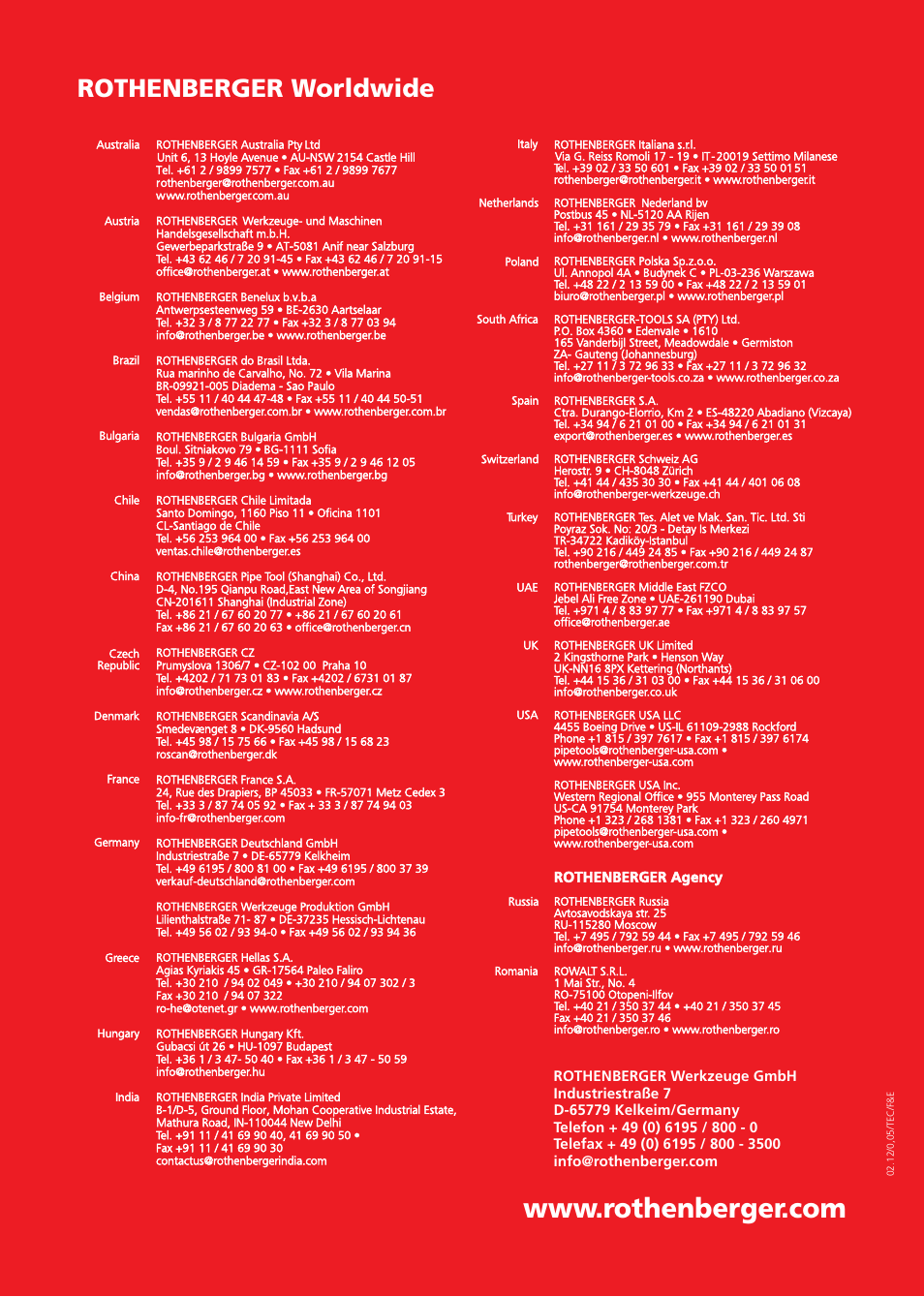 Rothenberger worldwide | ROTHENBERGER Schnellspannsäule User Manual | Page 24 / 24