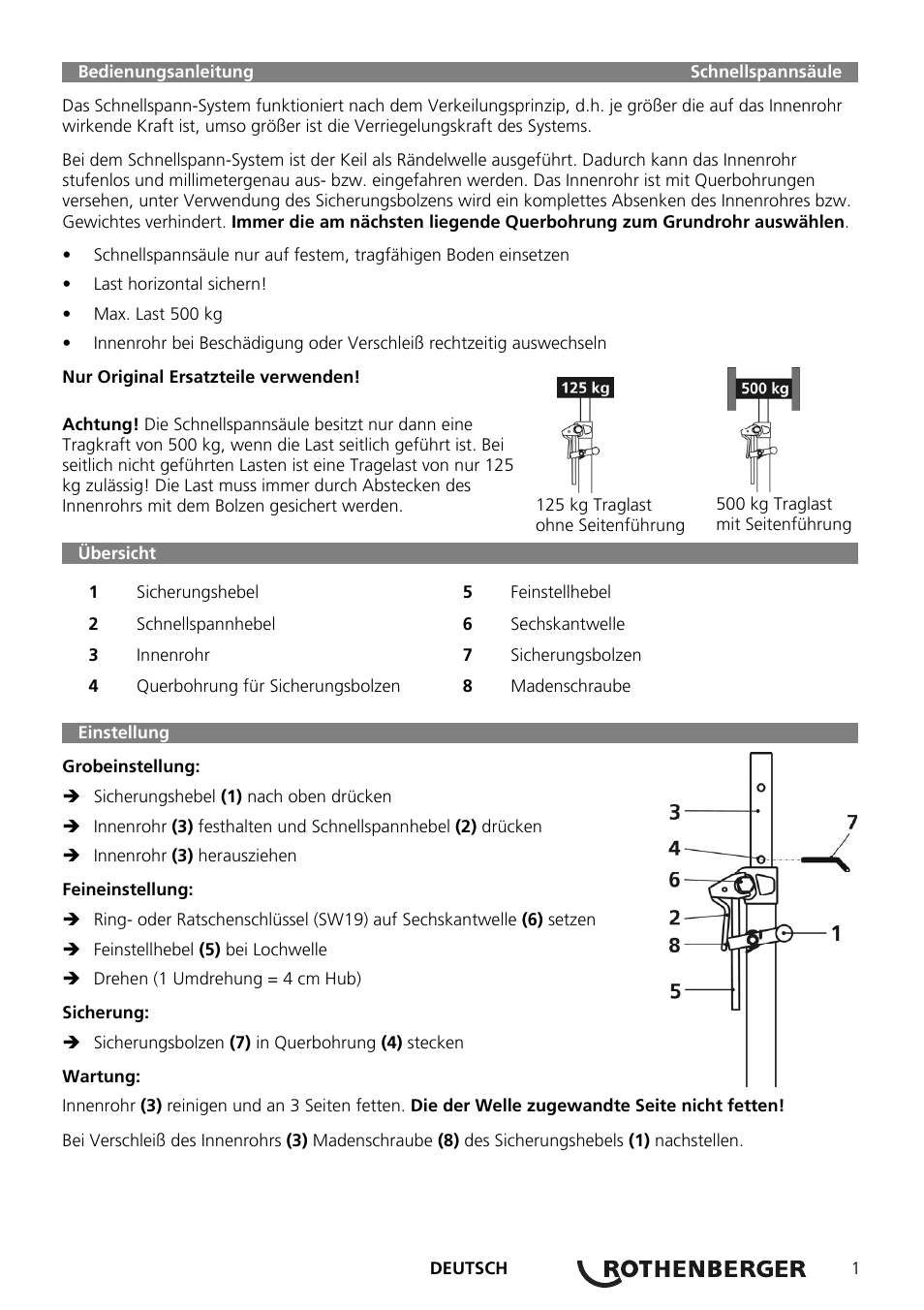 ROTHENBERGER Schnellspannsäule User Manual | Page 3 / 24