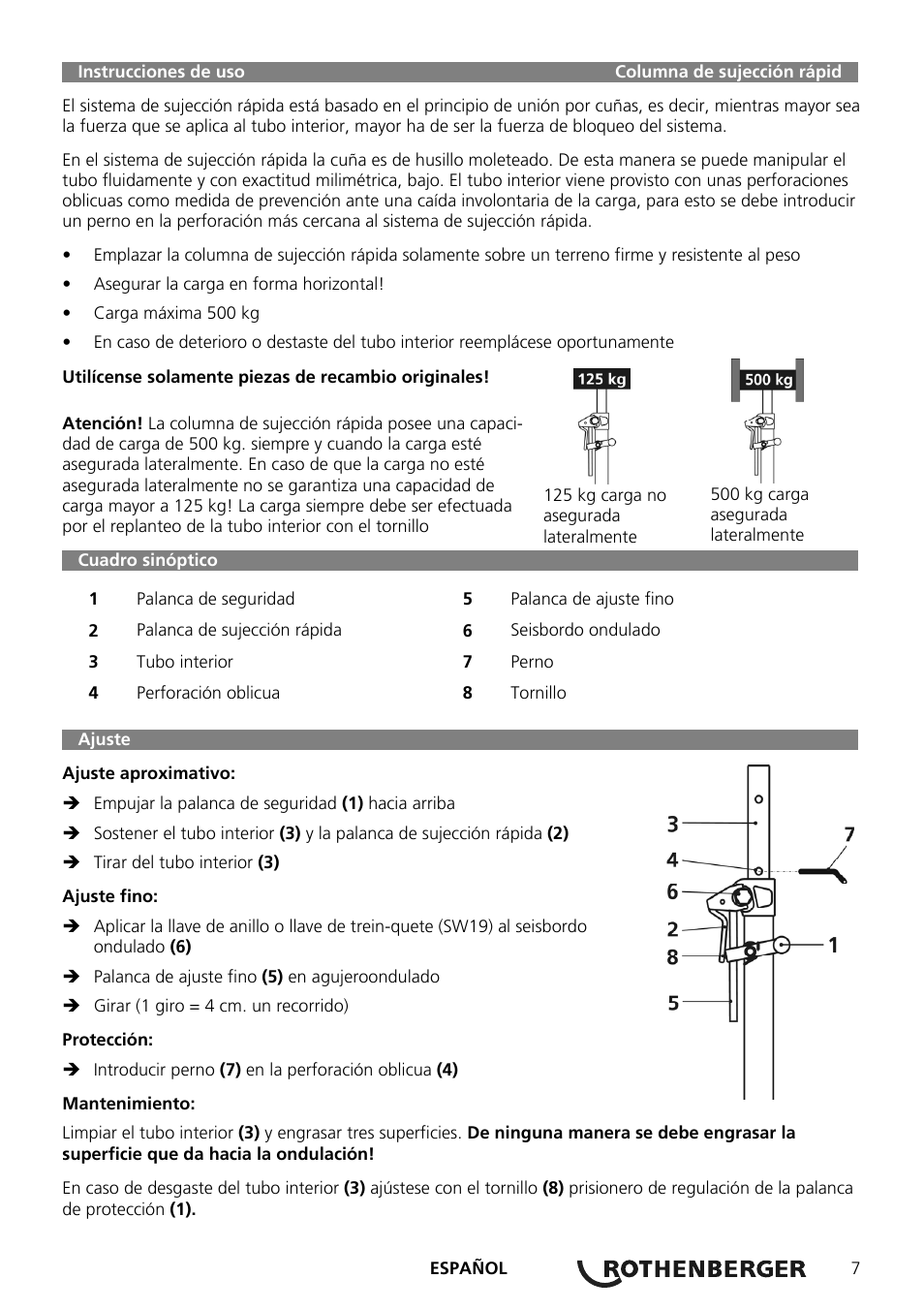 ROTHENBERGER Schnellspannsäule User Manual | Page 9 / 24