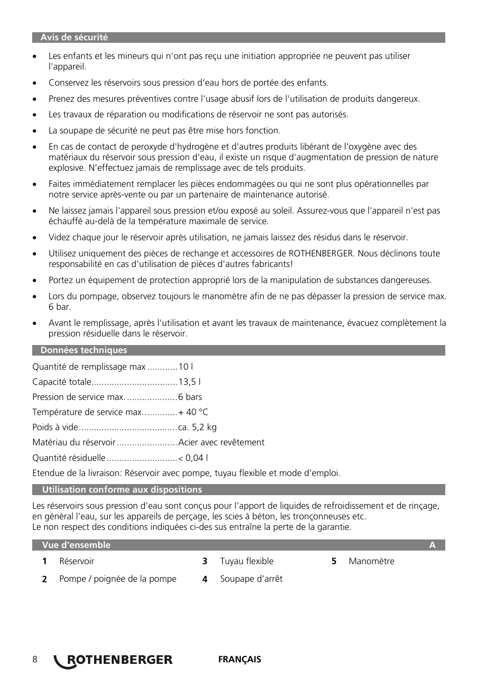 ROTHENBERGER Wasserdruckbehälter User Manual | Page 10 / 20