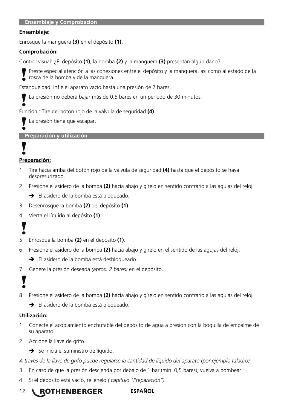 ROTHENBERGER Wasserdruckbehälter User Manual | Page 14 / 20