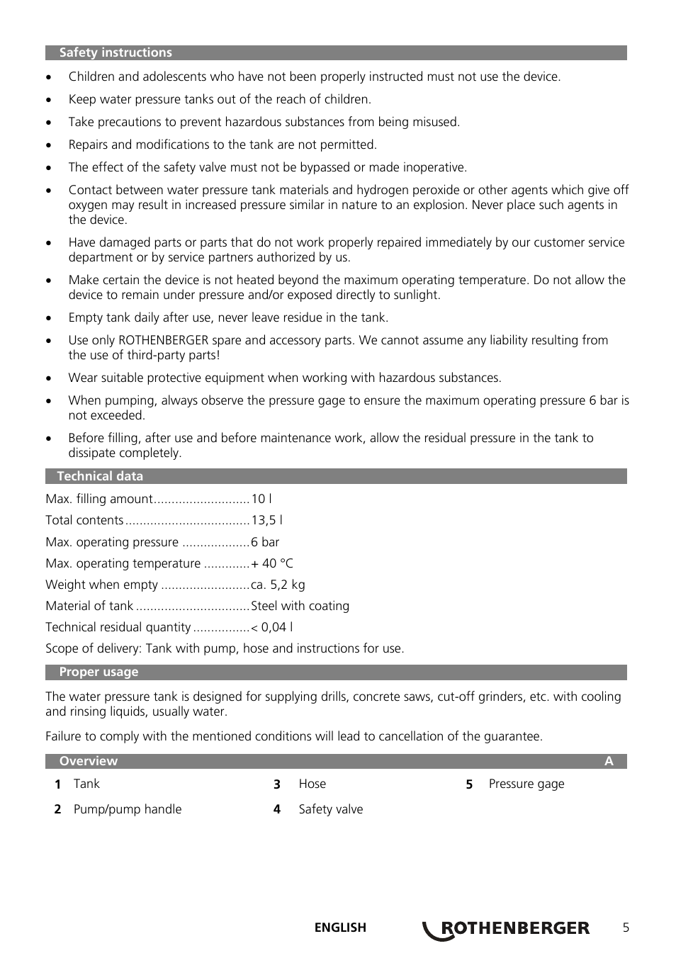 ROTHENBERGER Wasserdruckbehälter User Manual | Page 7 / 20