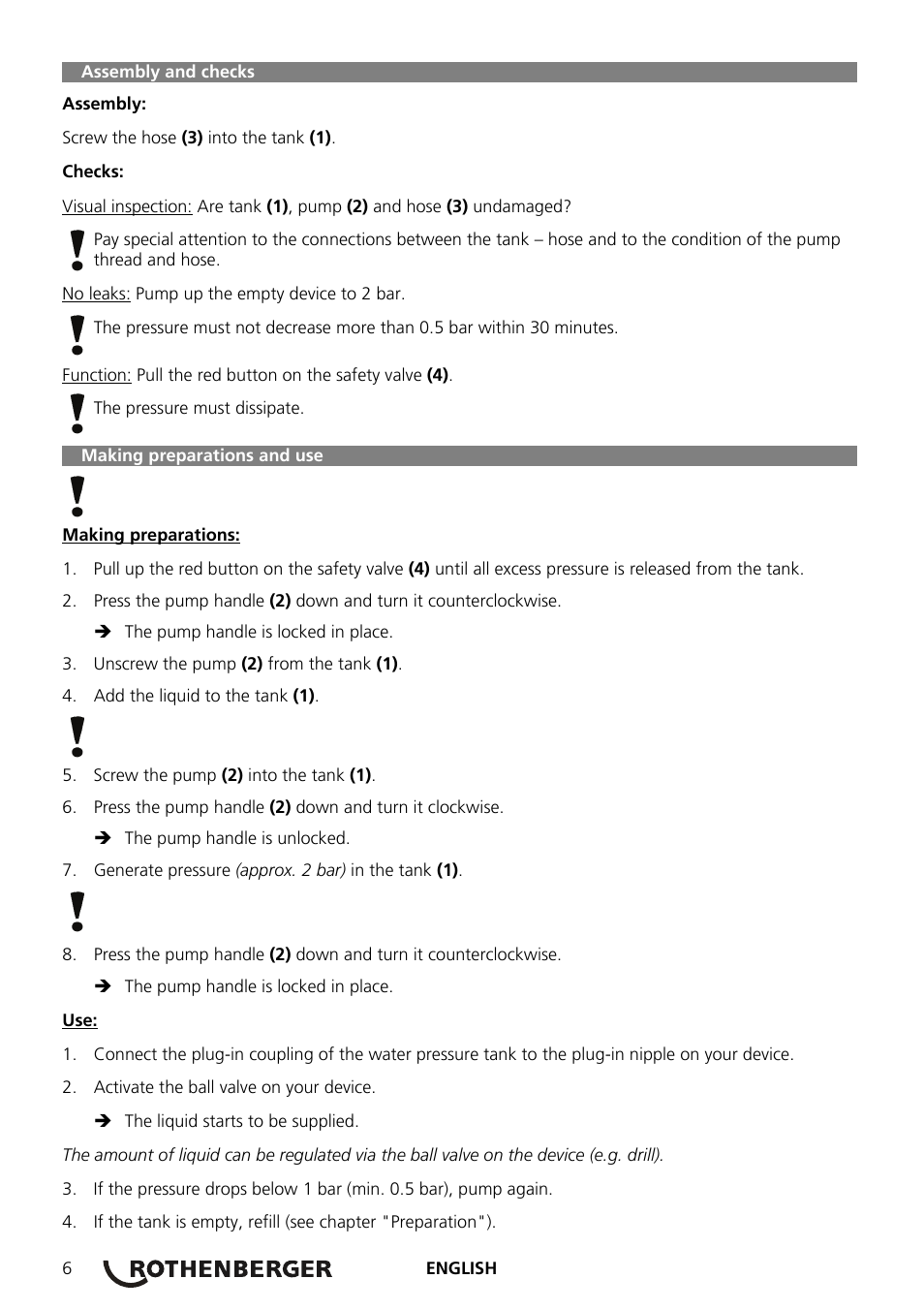 ROTHENBERGER Wasserdruckbehälter User Manual | Page 8 / 20