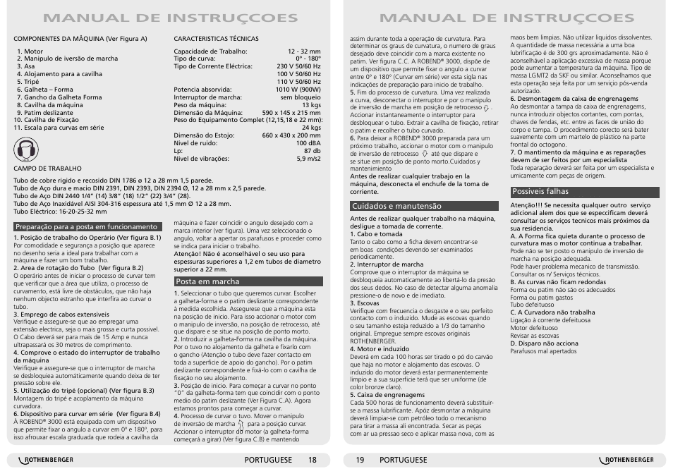 Manual de instruçcoes | ROTHENBERGER ROBEND 3000 User Manual | Page 10 / 15