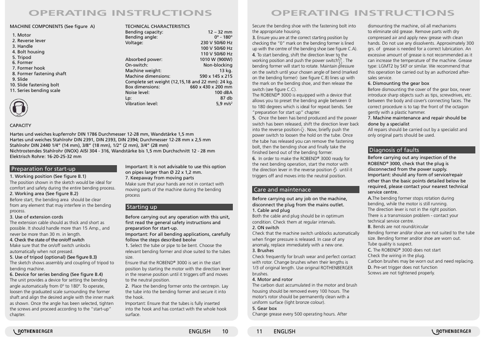 Operating instructions | ROTHENBERGER ROBEND 3000 User Manual | Page 6 / 15
