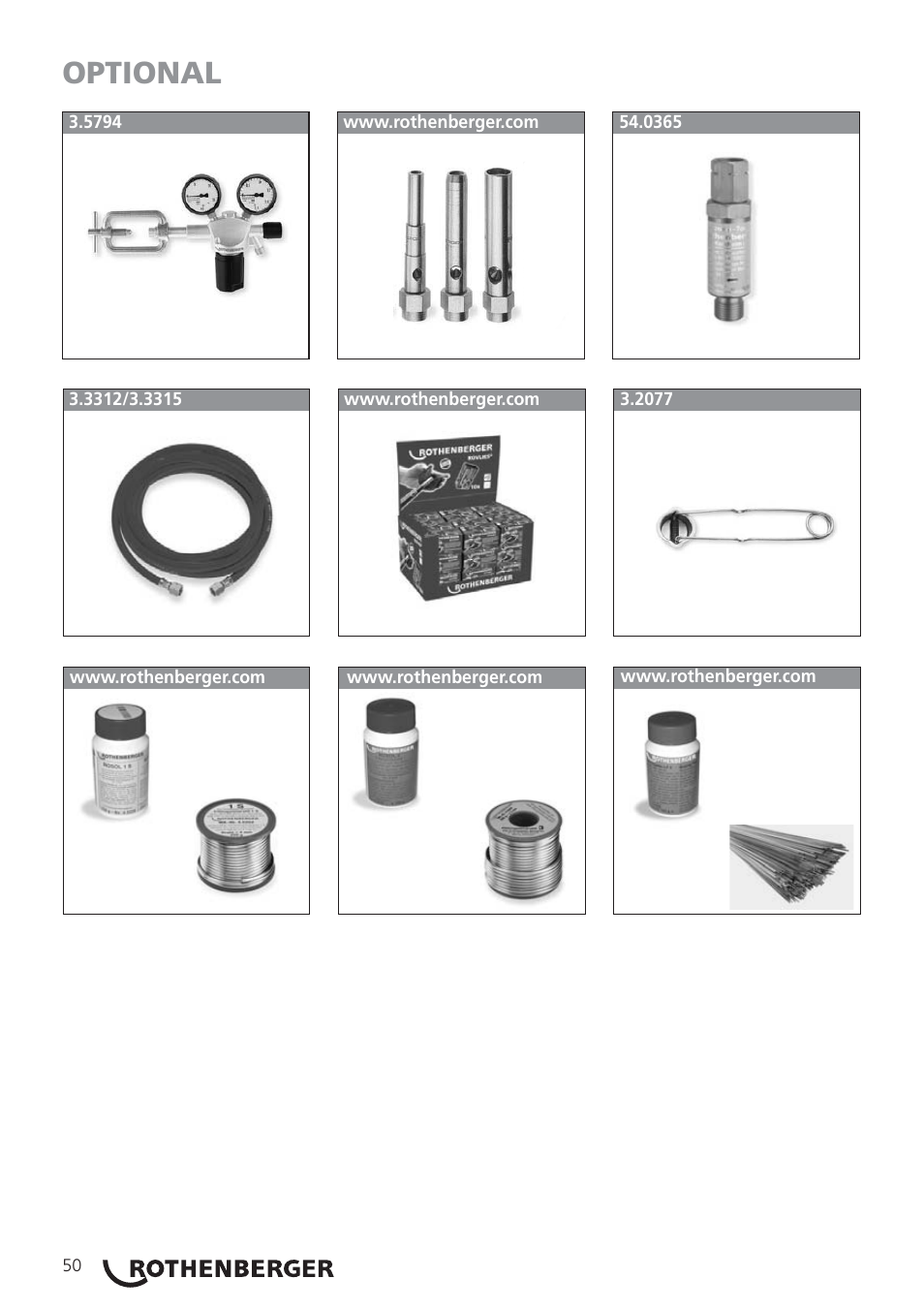 Optional | ROTHENBERGER AIRAC Hartlötset User Manual | Page 52 / 56