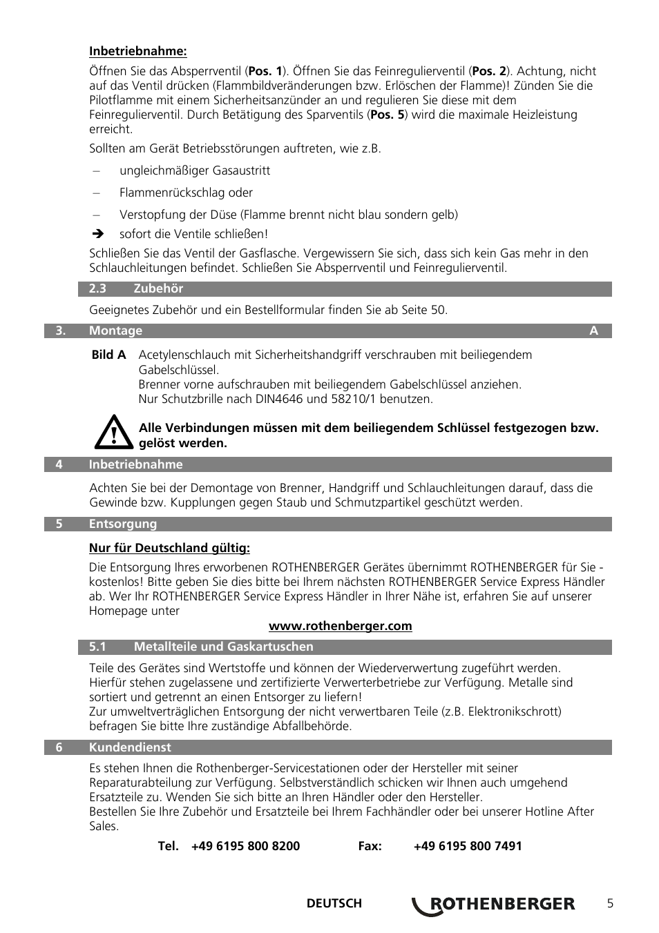 ROTHENBERGER AIRAC Hartlötset User Manual | Page 7 / 56